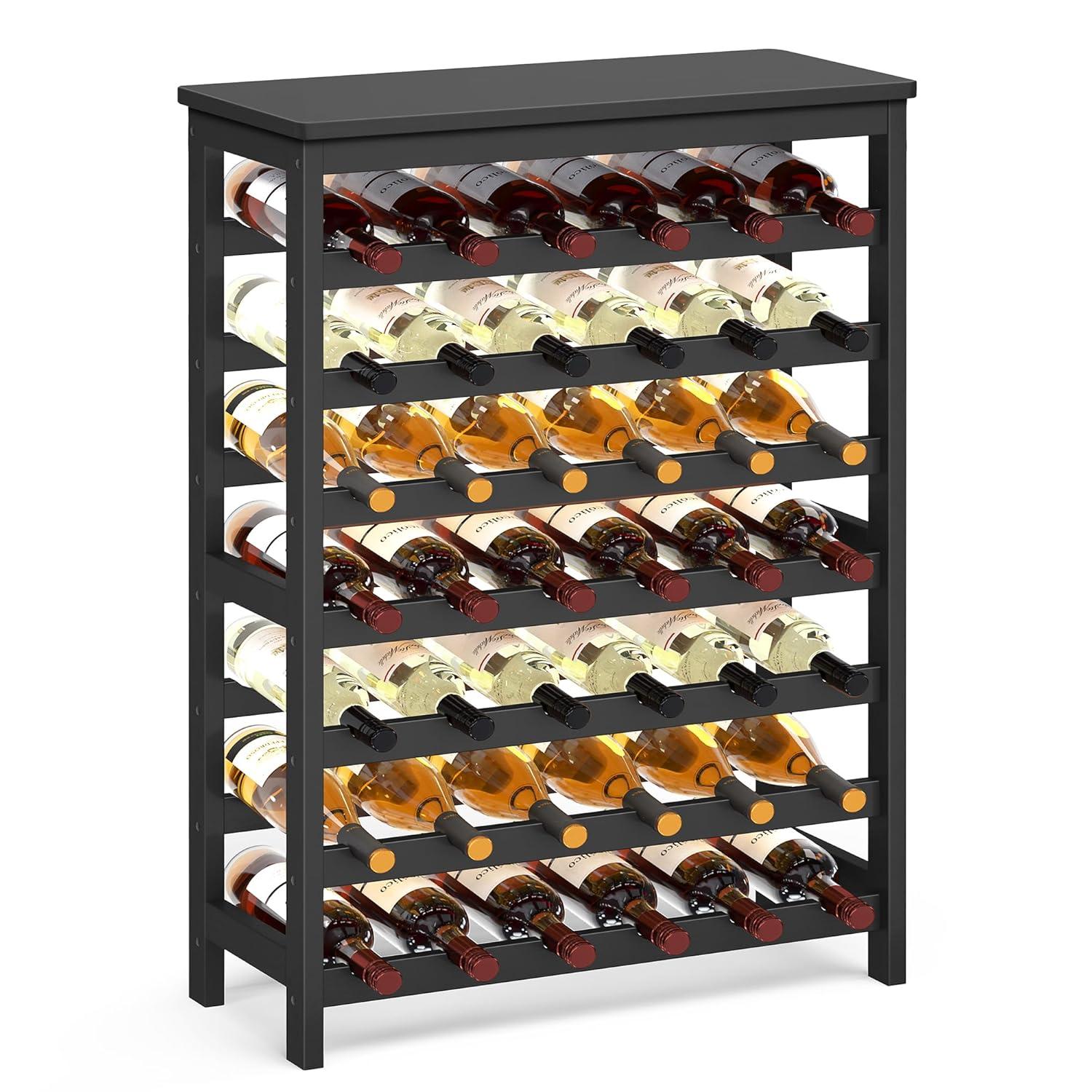 Bamboo Free Standing Wine Rack 7 Tiers 42 Bottles