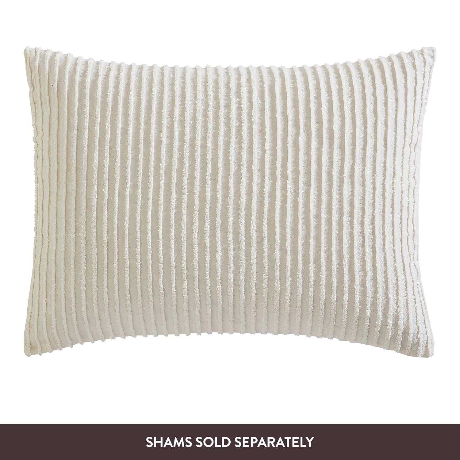 Beatrice Home Fashons Channel Chenille Bedspread Queen Ivory