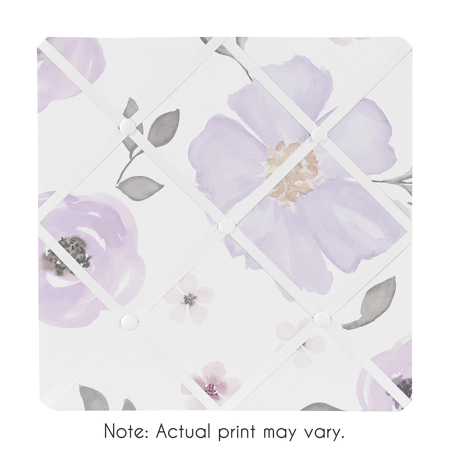 Sweet Jojo Designs Girl Fabric Photo Memo Board Watercolor Floral Purple Pink and Grey