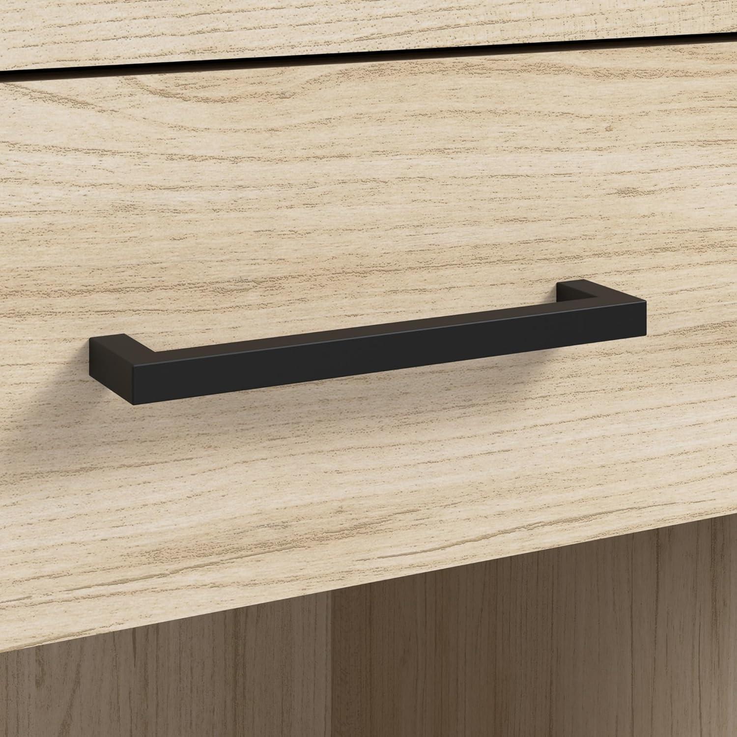 Natural Elm Small End Table with Drawer and Black Metal Legs