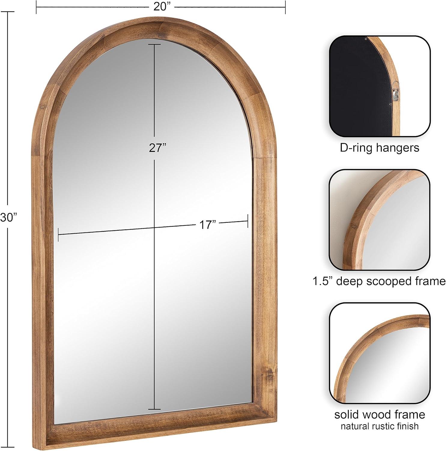 20"x30" Hatherleigh Arch Wood Wall Mirror Natural: Durable, Light Finish - Kate & Laurel All Things Decor