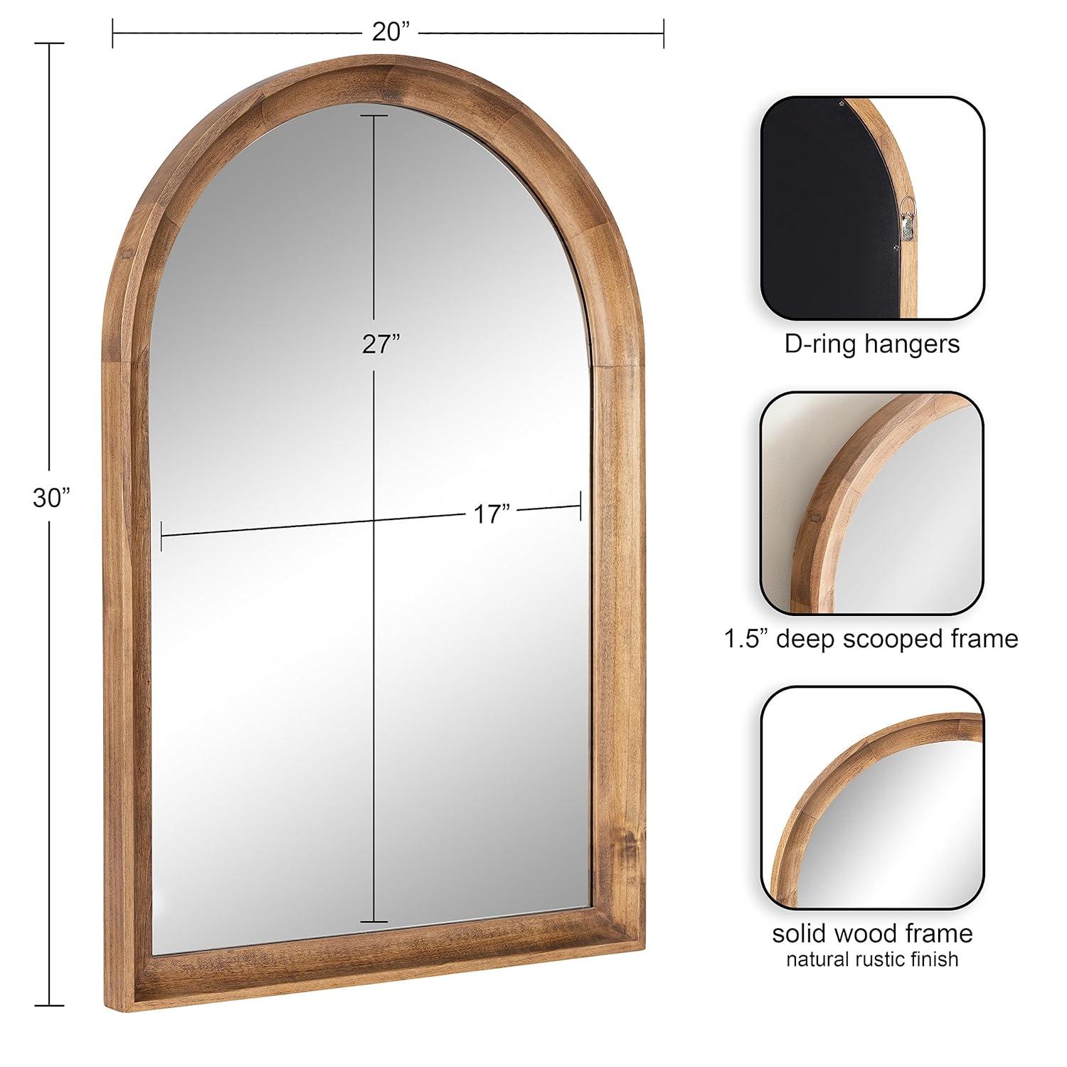 20"x30" Hatherleigh Arch Wood Wall Mirror Natural: Durable, Light Finish - Kate & Laurel All Things Decor