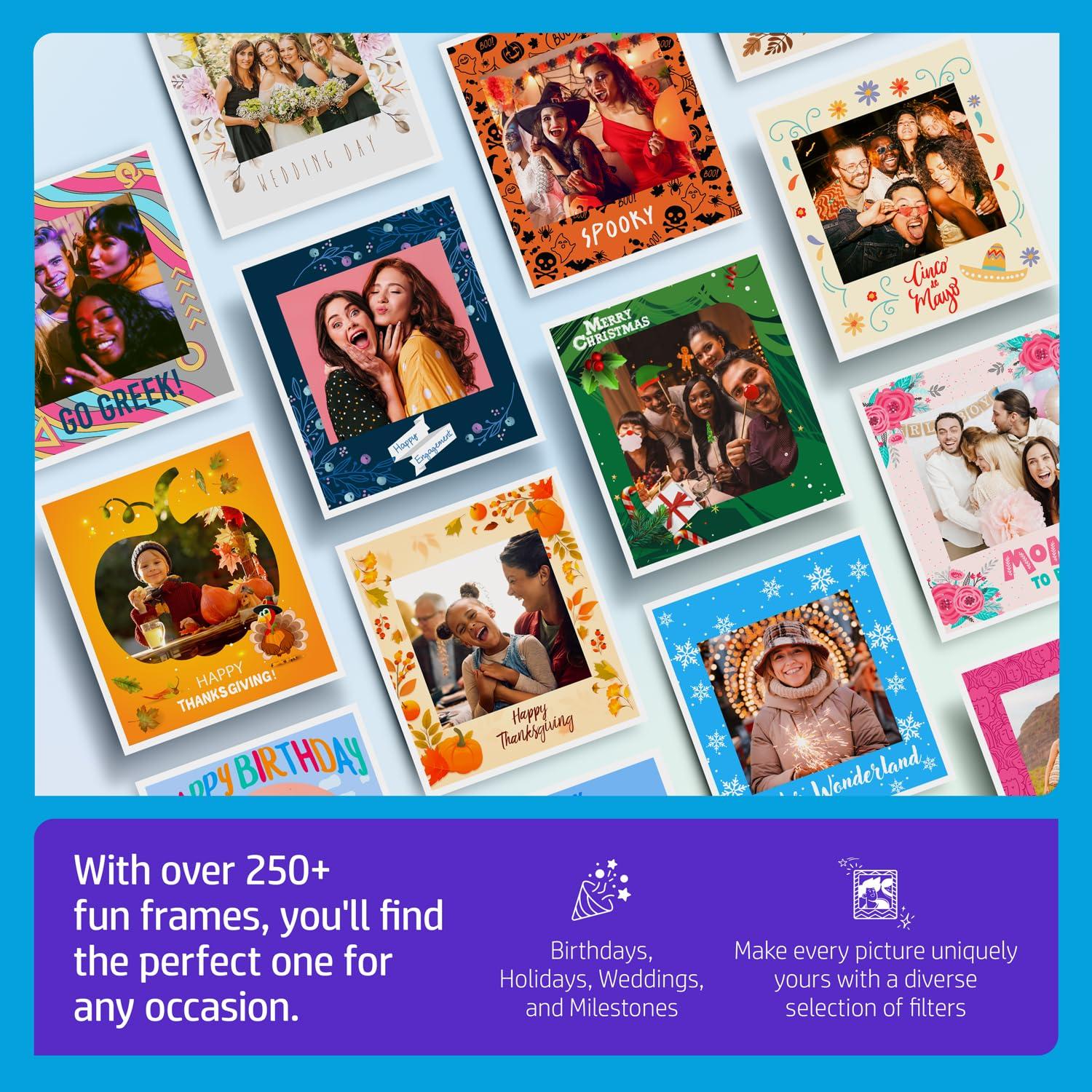 HP Sprocket Photobooth 3" x 4" Color Photo Printer with Touch Screen, LED Ring Light, Wi-Fi & More! - White