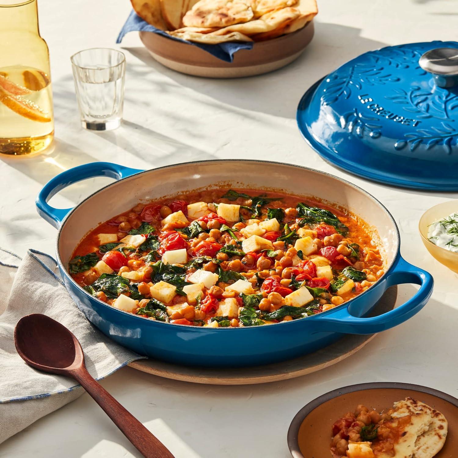 Le Creuset Signature Enameled Cast Iron Olive Branch Collection with Embossed Lid