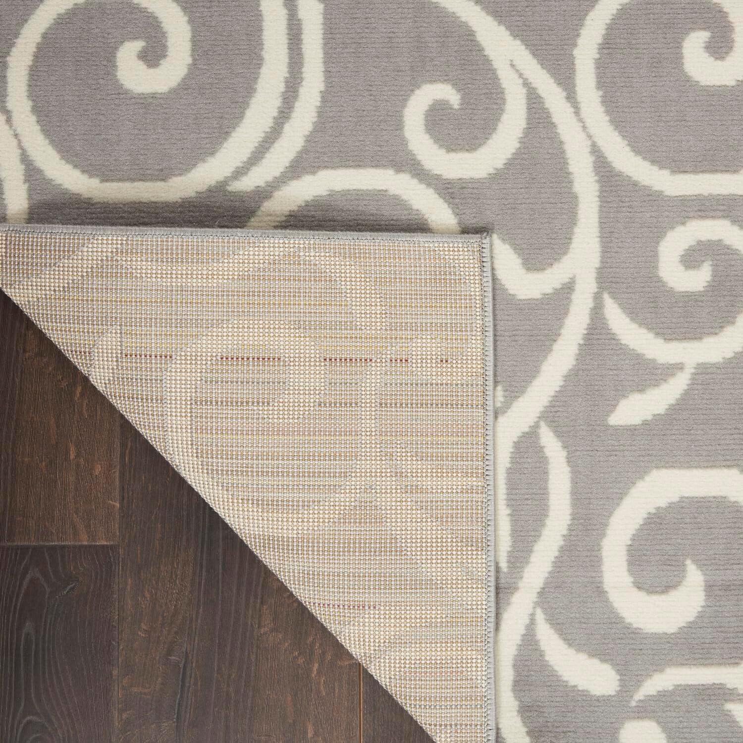 Nourison Grafix 7'10" x 9'10" (8' x 10') Grey Area Rug Bohemian Contemporary Botanical by Nourison