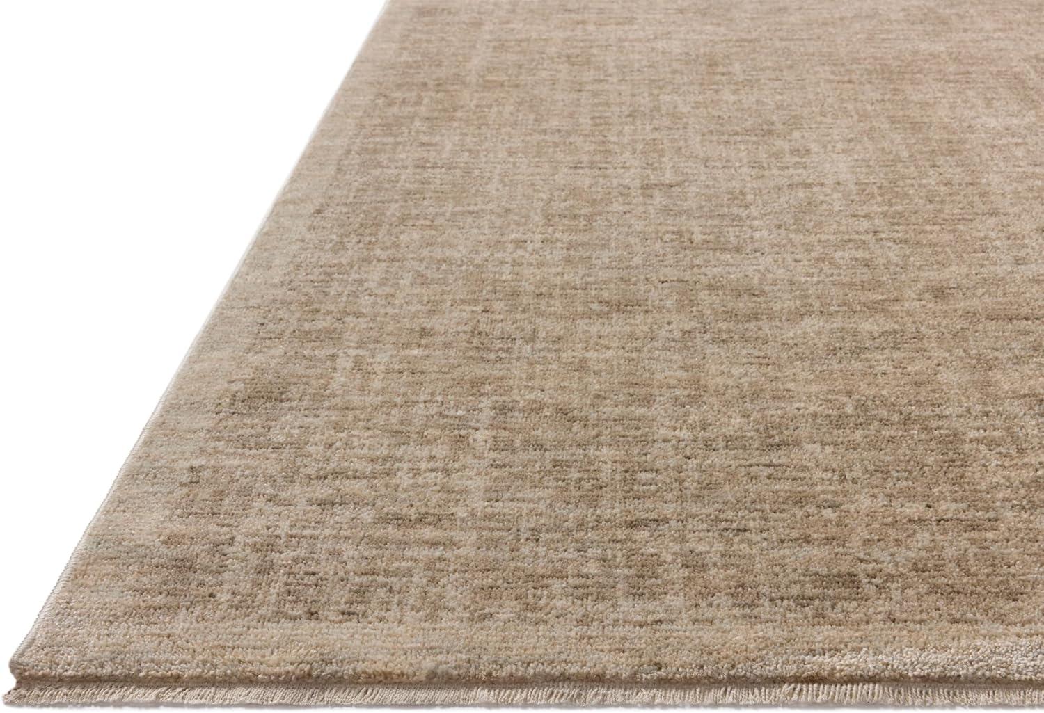 Taupe and Bone Synthetic Rectangular Runner Rug, 95" Length