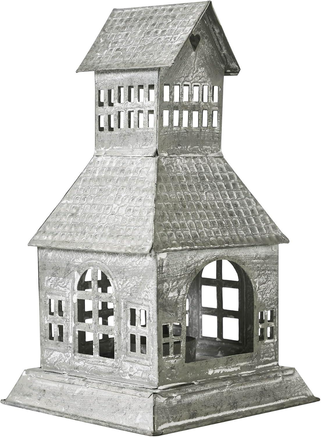 VHC Brands Festive Finds Tealight Holder Metal Village House A 9.5x5.5x5.5