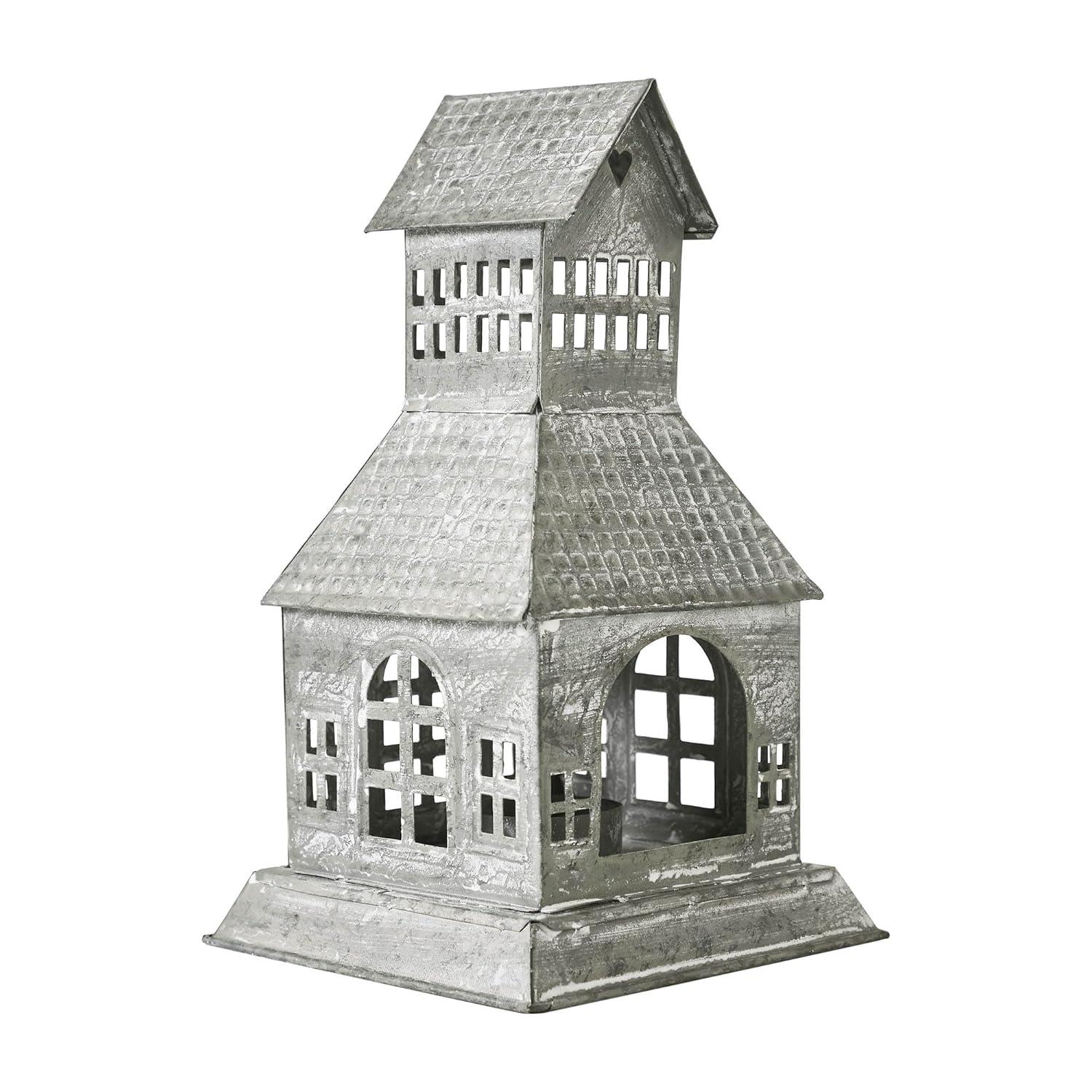 VHC Brands Festive Finds Tealight Holder Metal Village House A 9.5x5.5x5.5