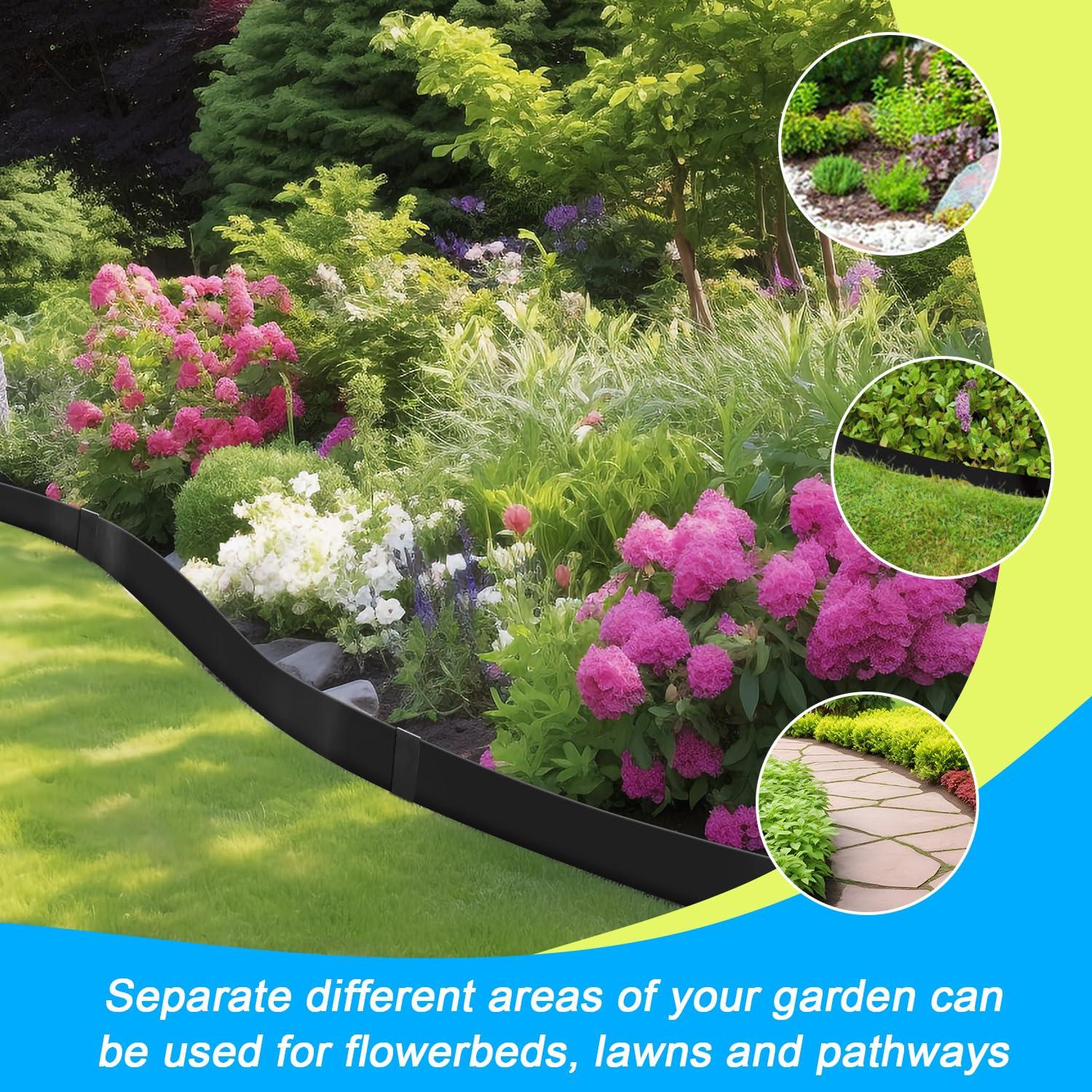 Hugeleaf Metal Landscape Edging, 40” L x 6.5” H Metal Edging for Landscaping with 7Pcs Stakes, Metal Garden Edging Pack of 6 (20 Feet Total Length)