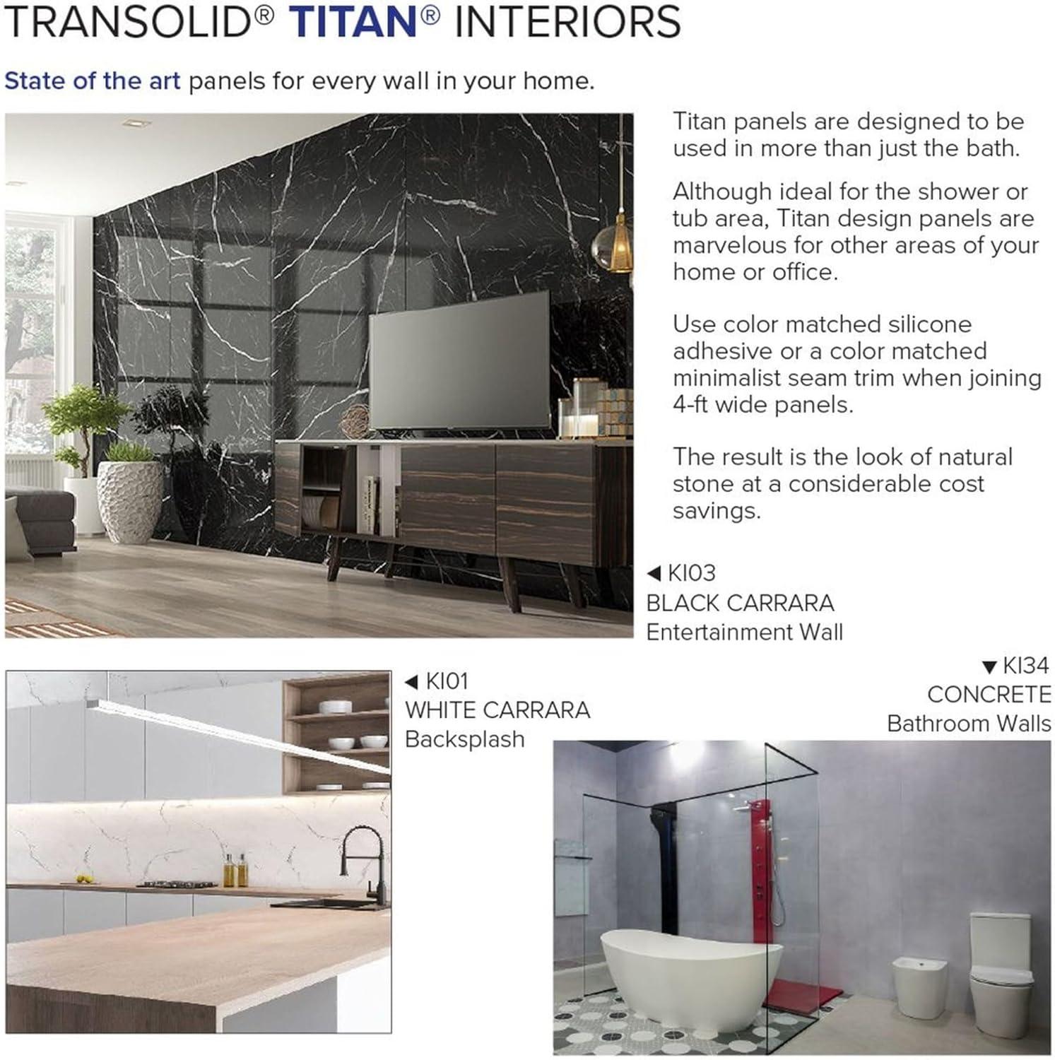 Titan 60" x 36" Black Glossy Marble Shower Wall Kit