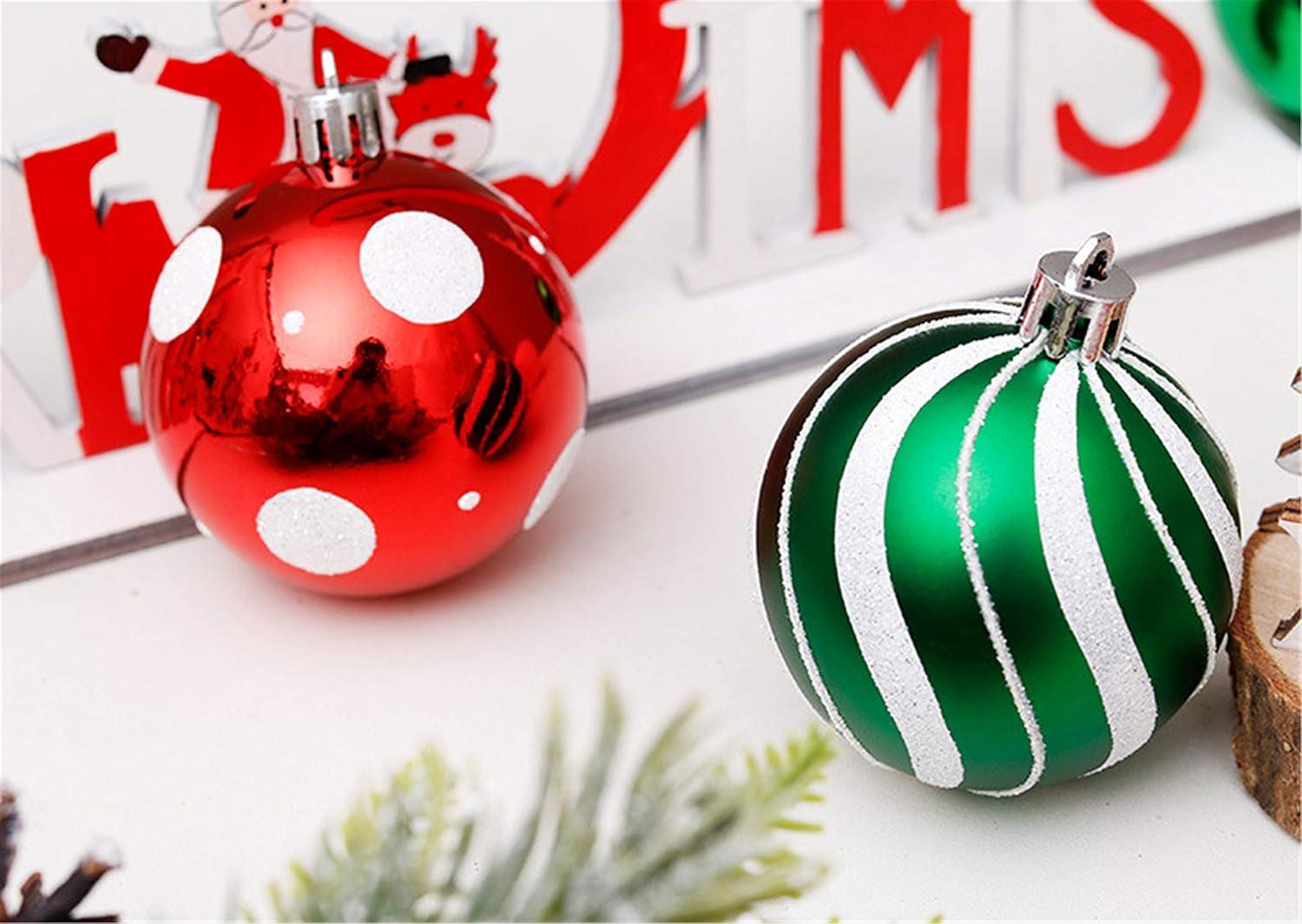 Yoloke 30PCS Christmas Balls Ornaments, Shatterproof Holiday Bulbs Festive Wedding Hanging Ornaments Christmas Tree Decoration (Red&Green)