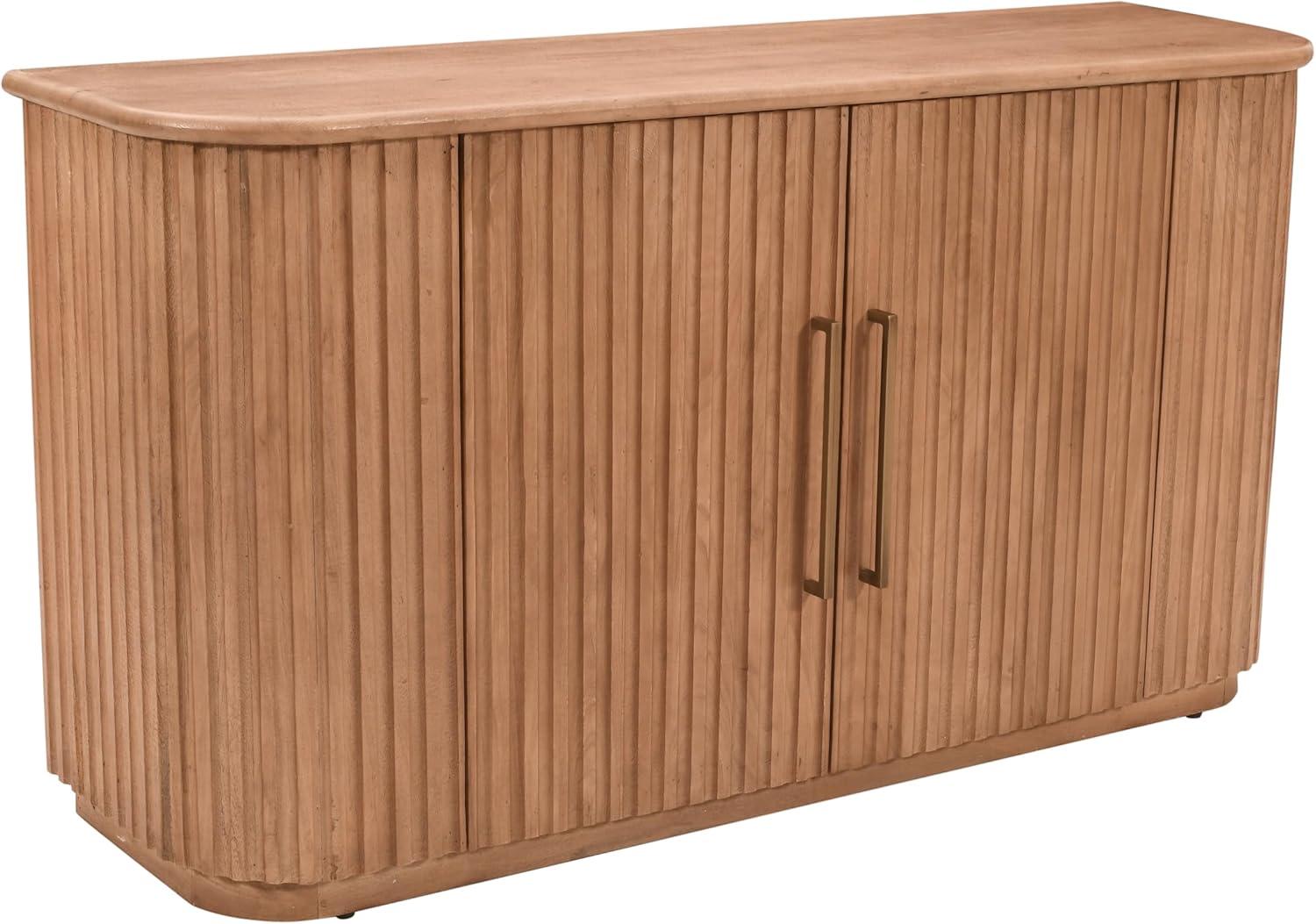 Jofran Breck Solid Wood 60" Mid-Century Modern Curved Sideboard Bar Storage Cabinet