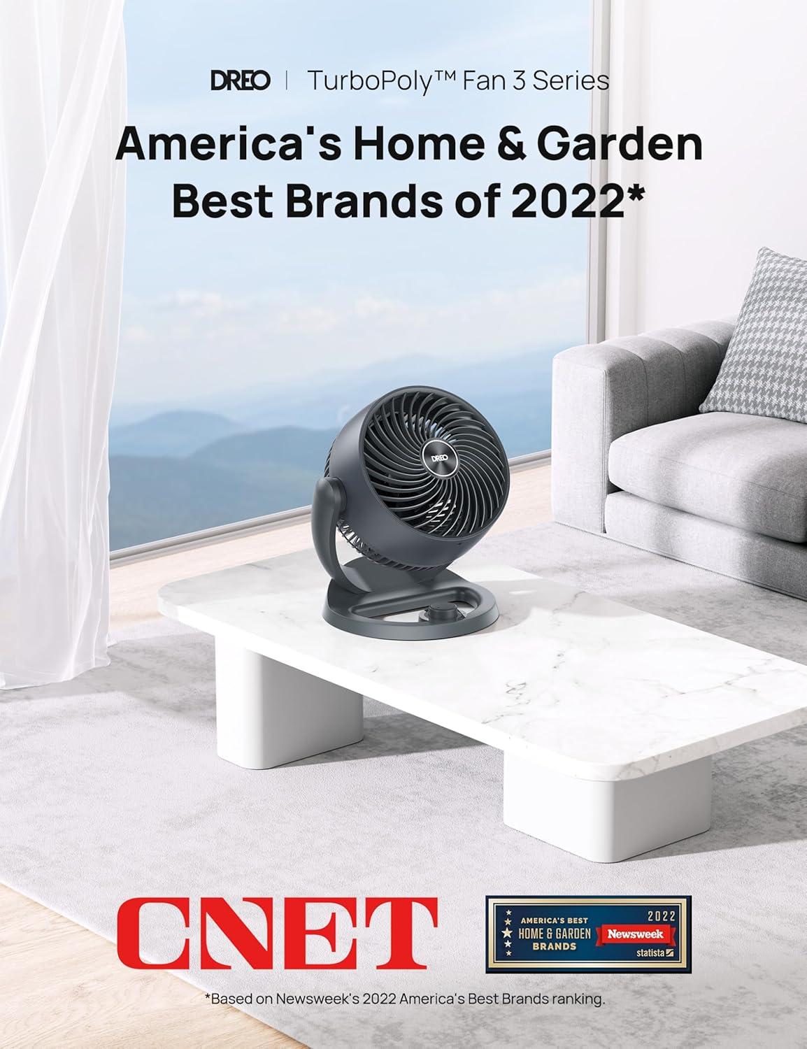 Dreo Desk Fan, 12-Inch Air Circulator Fan for Bedroom, 70ft Powerful Airflow, 120° Tilt Adjustment, 28dB Ultra-Quiet, 3 Speeds Small Table Fan for Whole Room, Home, Office