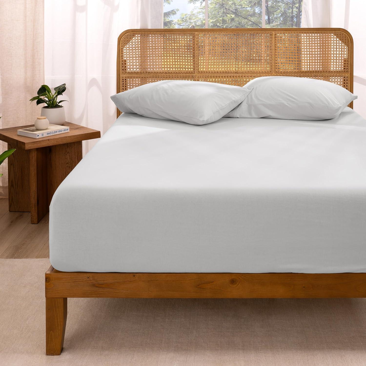 Bare Home Organic 100% Cotton Jersey Knit Fitted Sheet