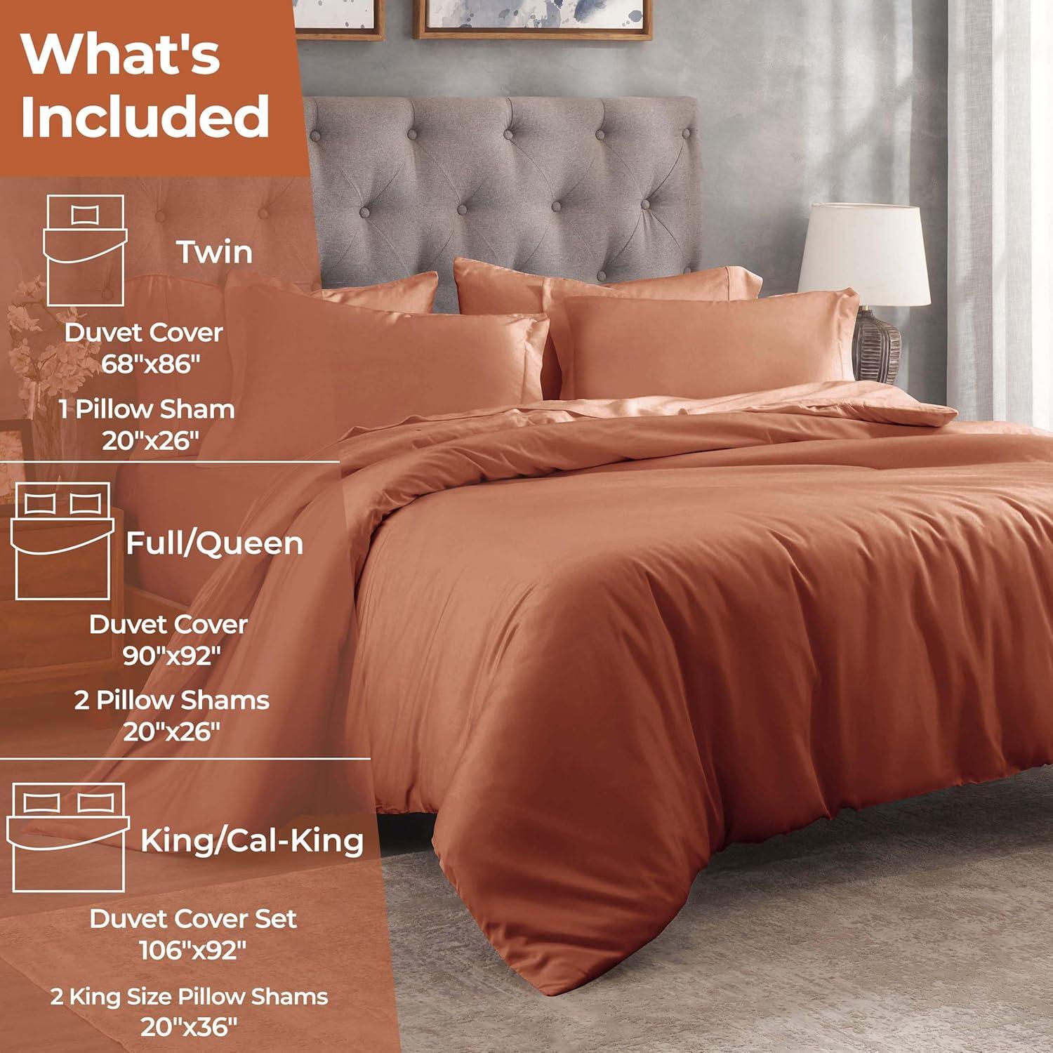 Superior Egyptian Cotton 300 Thread Count Duvet Cover Set, Twin, Pumpkin
