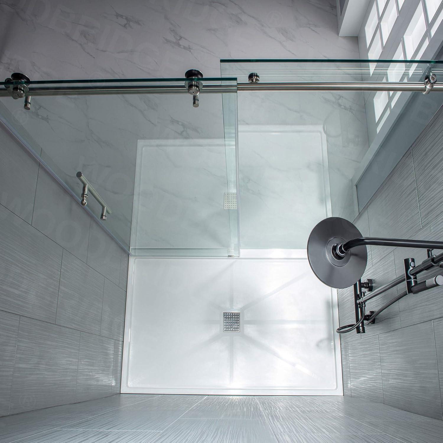 44"- 48" W x 76" H Single Sliding Frameless Shower Door with Clear Glass