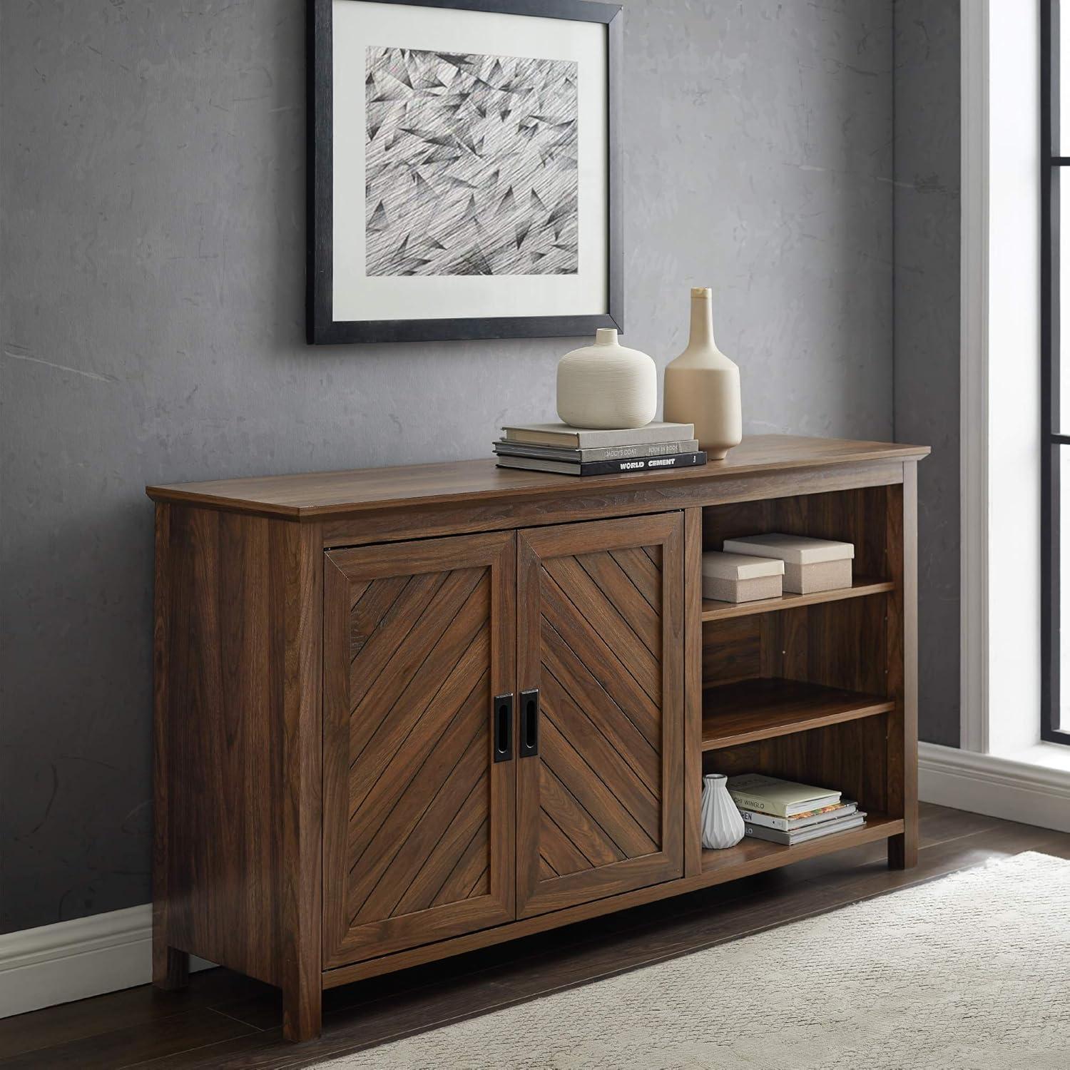 Stayton Dark Walnut Transitional 2-Door Sideboard with Adjustable Shelves