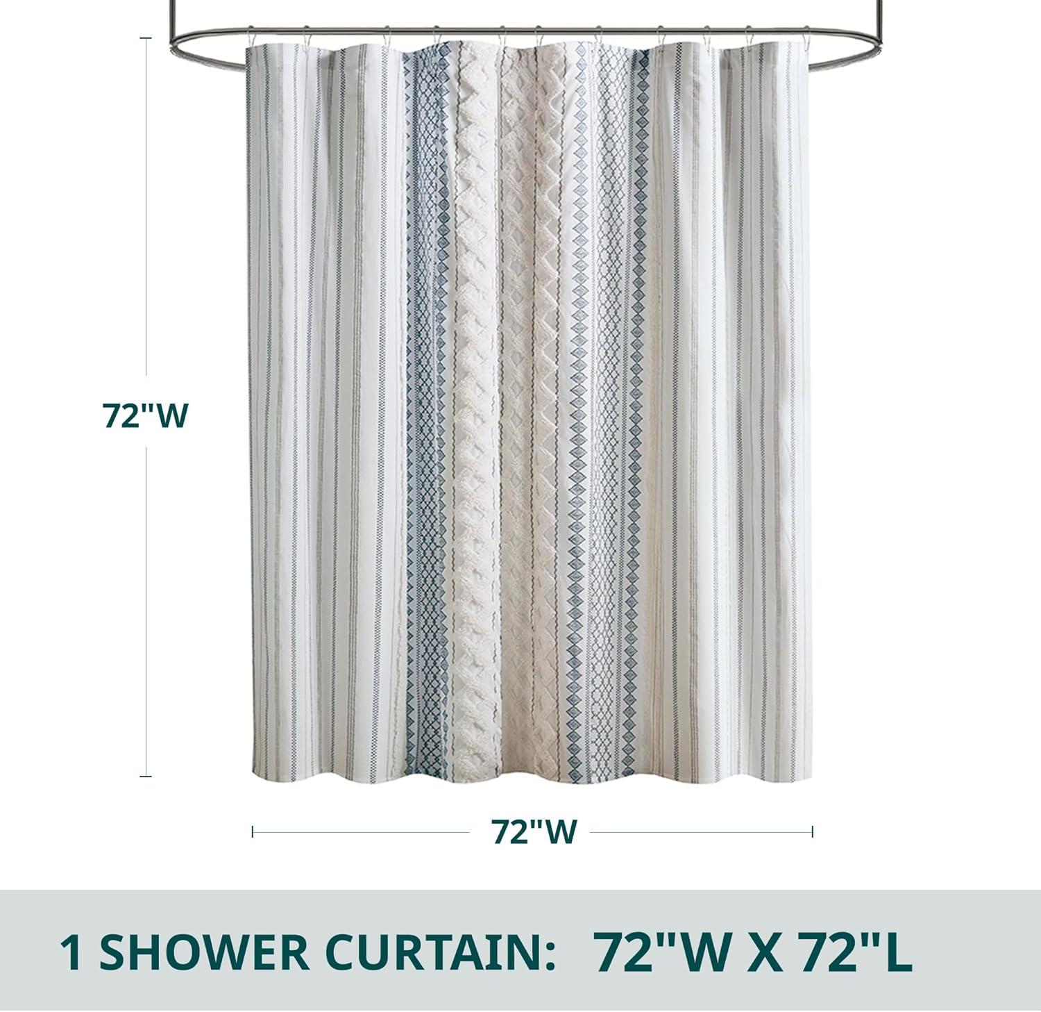 INK+IVY Imani 100% Cotton Printed Shower Curtain with Chenille