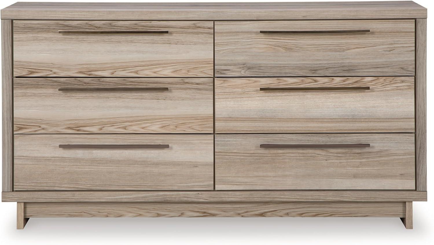 Beige Transitional 6-Drawer Dresser with Natural Finish