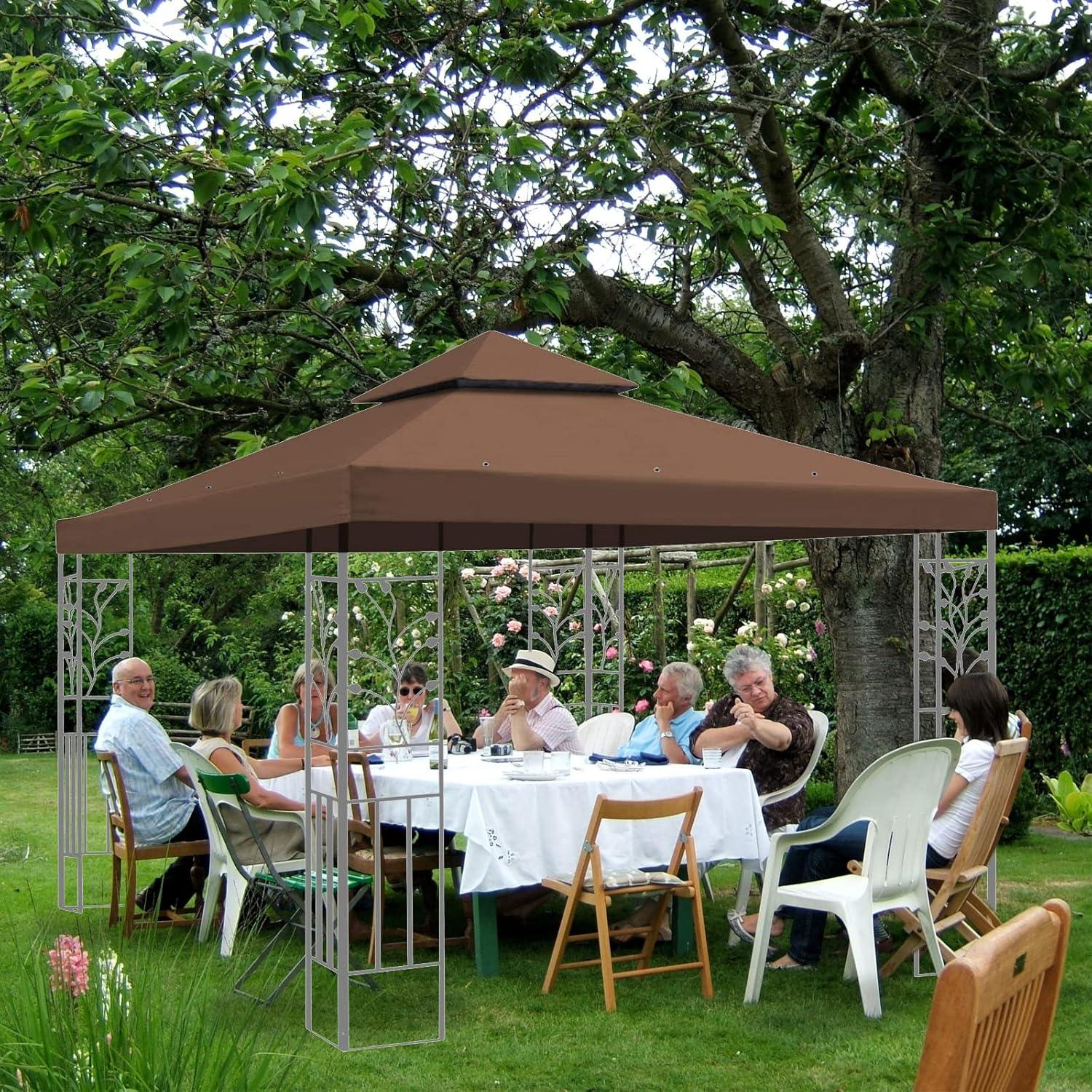 Brown Polyester 10' x 10' Replacement Gazebo Canopy Top