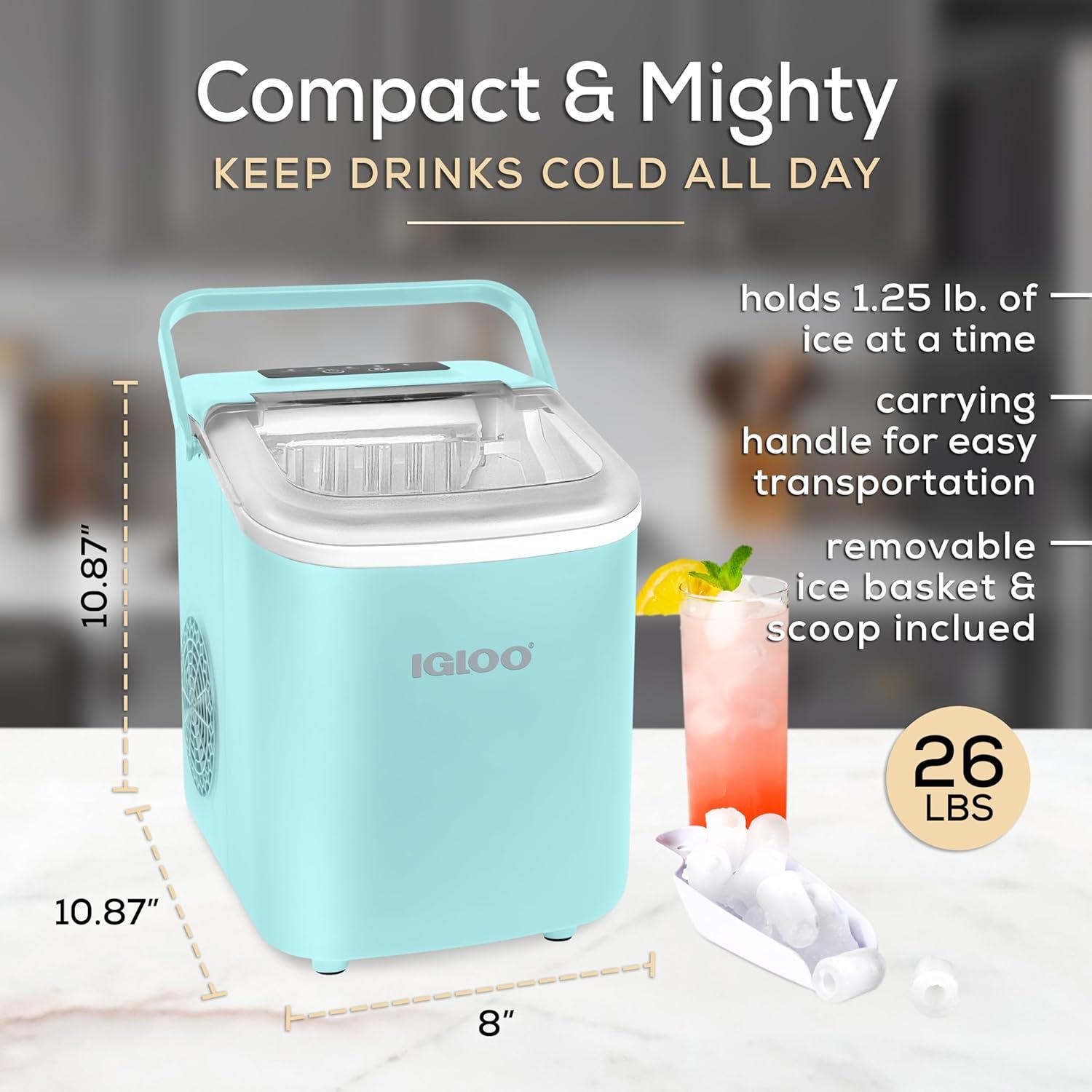 Igloo Igloo 26-Pound Automatic Self-Cleaning Portable Countertop Ice Maker Machine With Handle