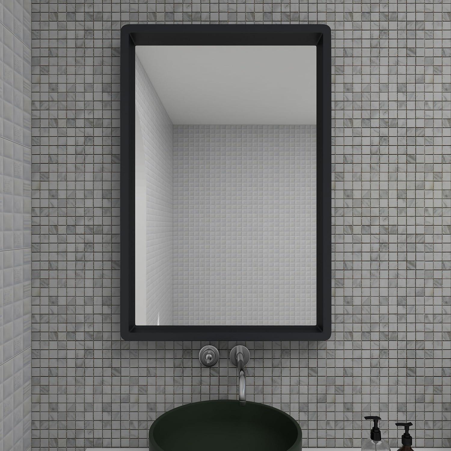 36" x 36" Contemporary Wood Rectangle Wall Mirror Black - Olivia & May: Medium-Sized, MDF Frame, No Assembly Required