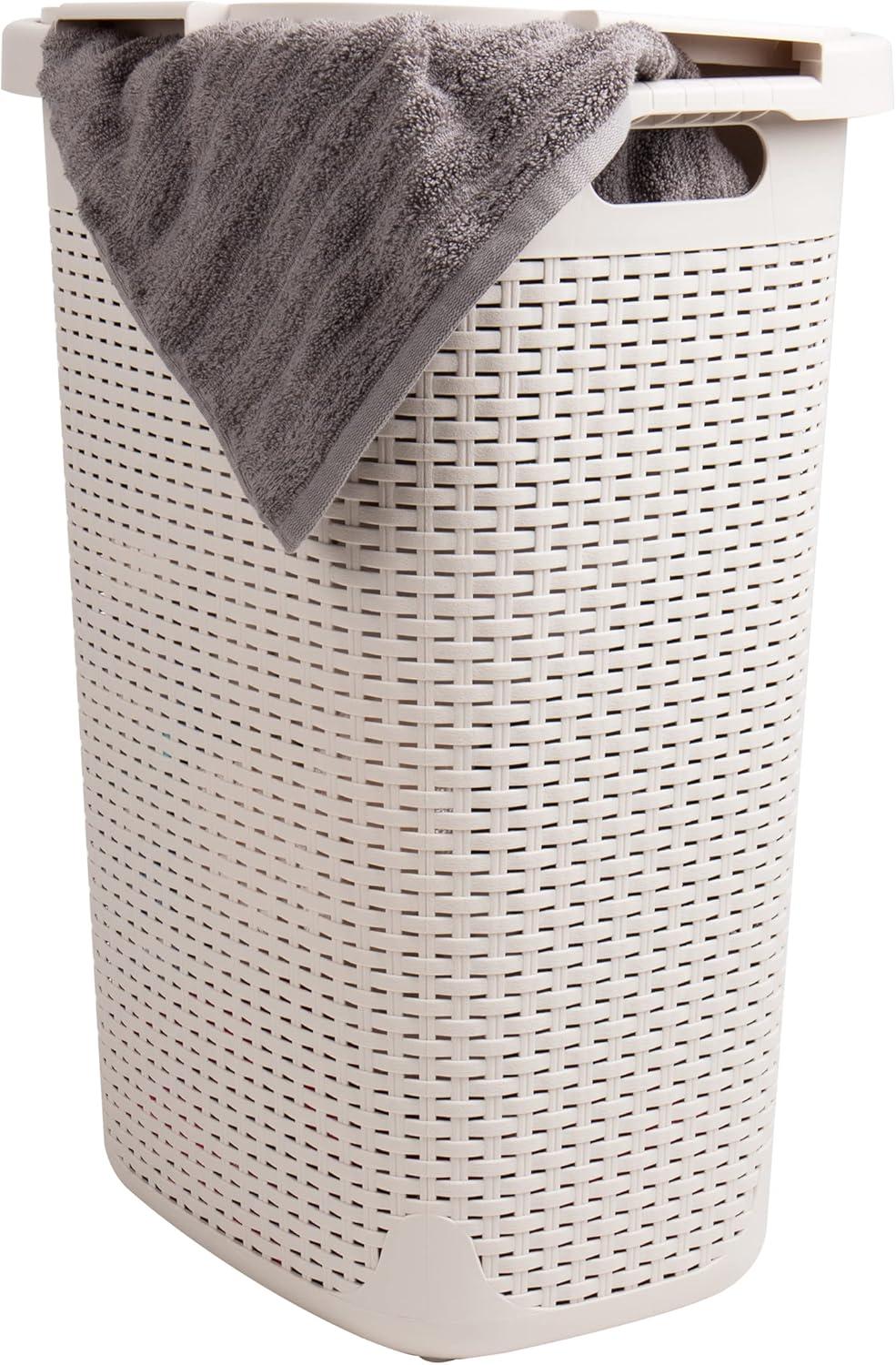 Mind Reader 60 Liter Laundry Basket, Ivory