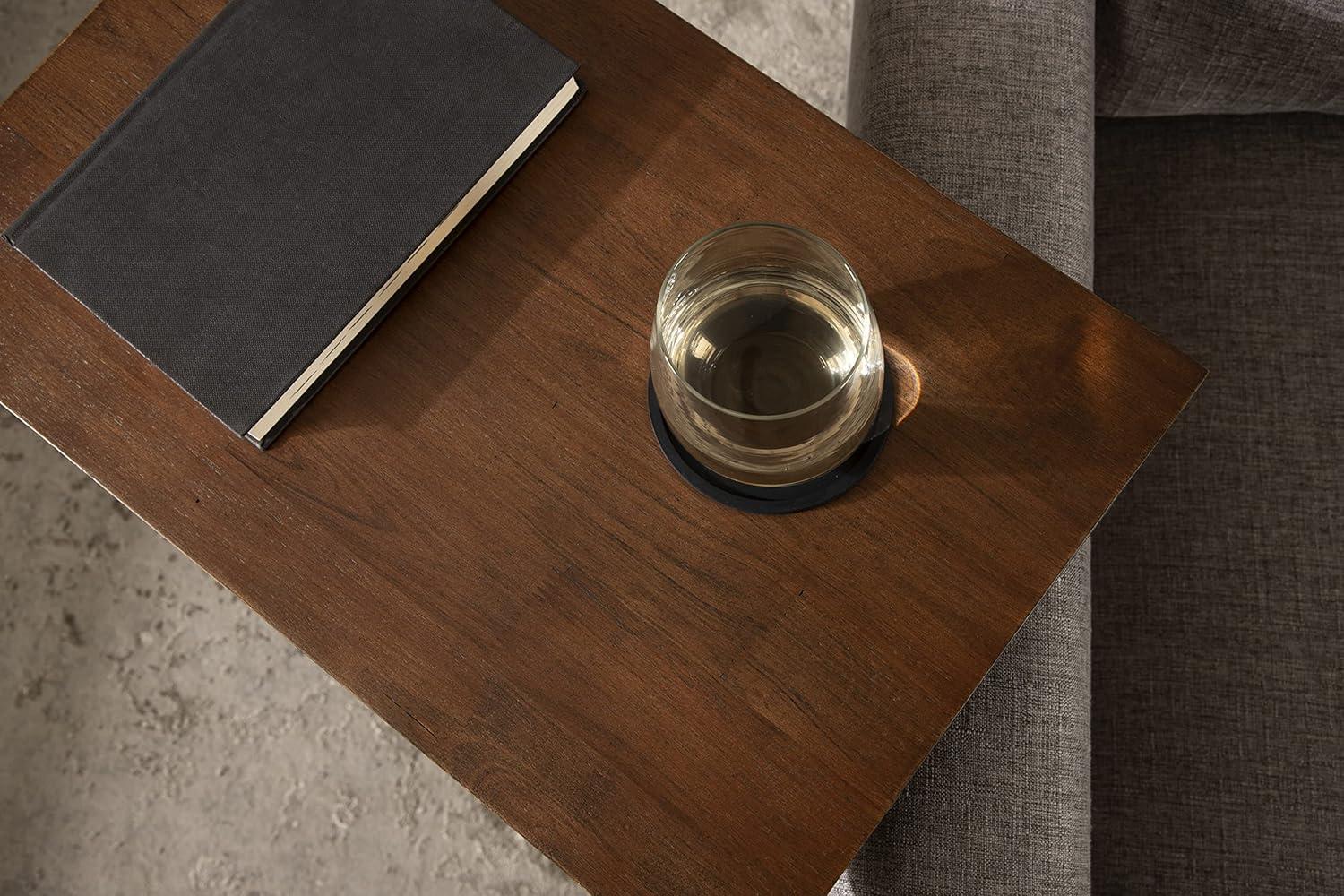 Kate and Laurel Lockridge Rectangle Wood C Table, 19x12x27, Walnut Brown