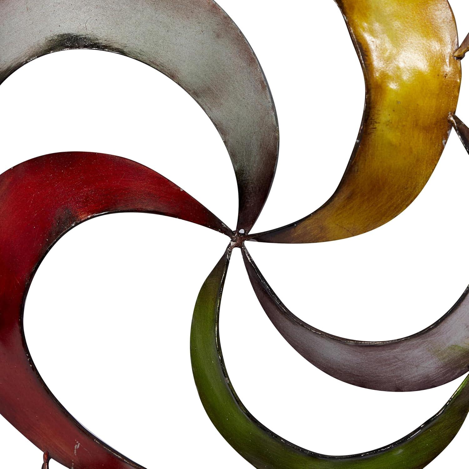 Multicolored Abstract Pinwheel Metal Wall Sculpture