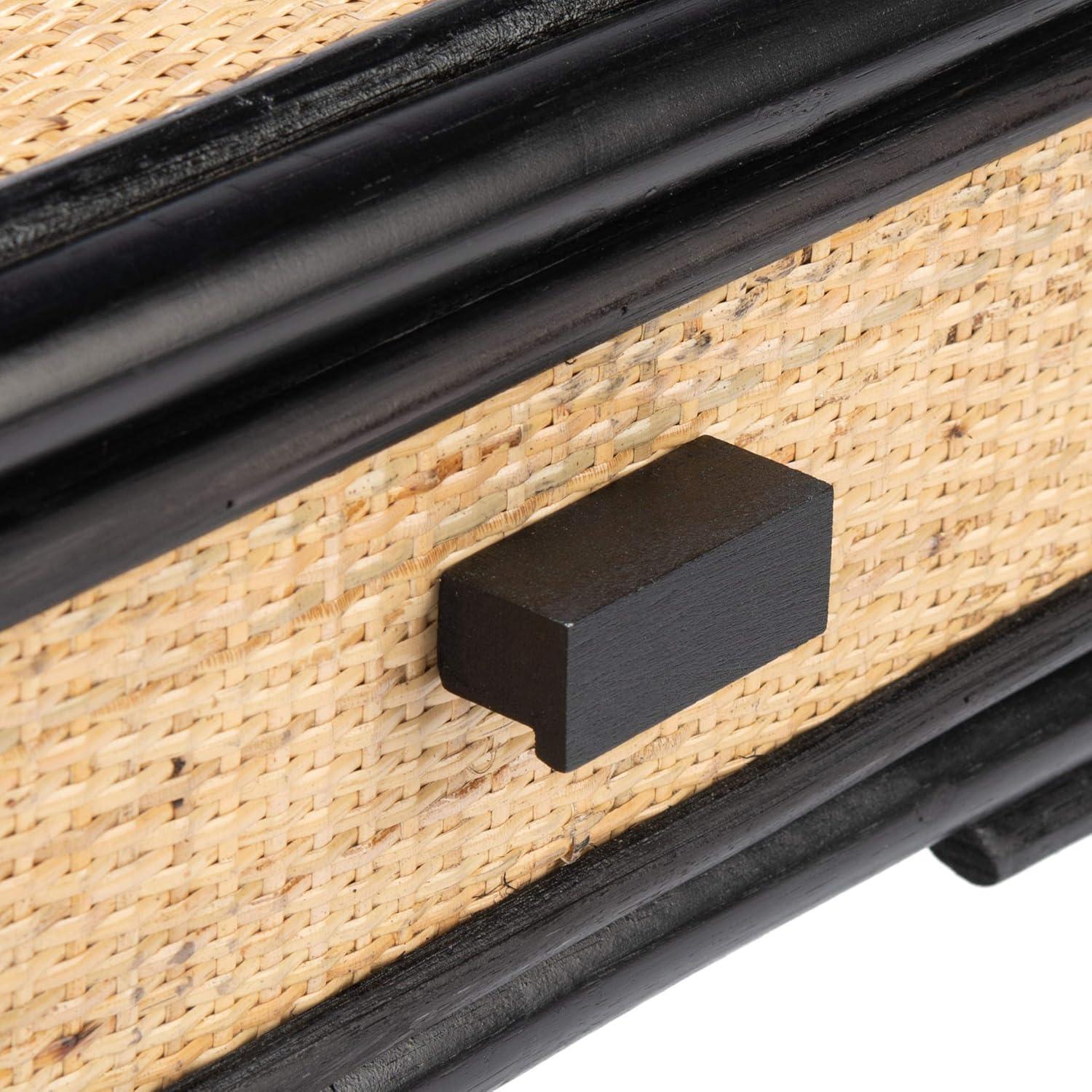 Roya 1 Drawer 1 Shelf Nightstand - NST4005 - Black/Natural - Safavieh