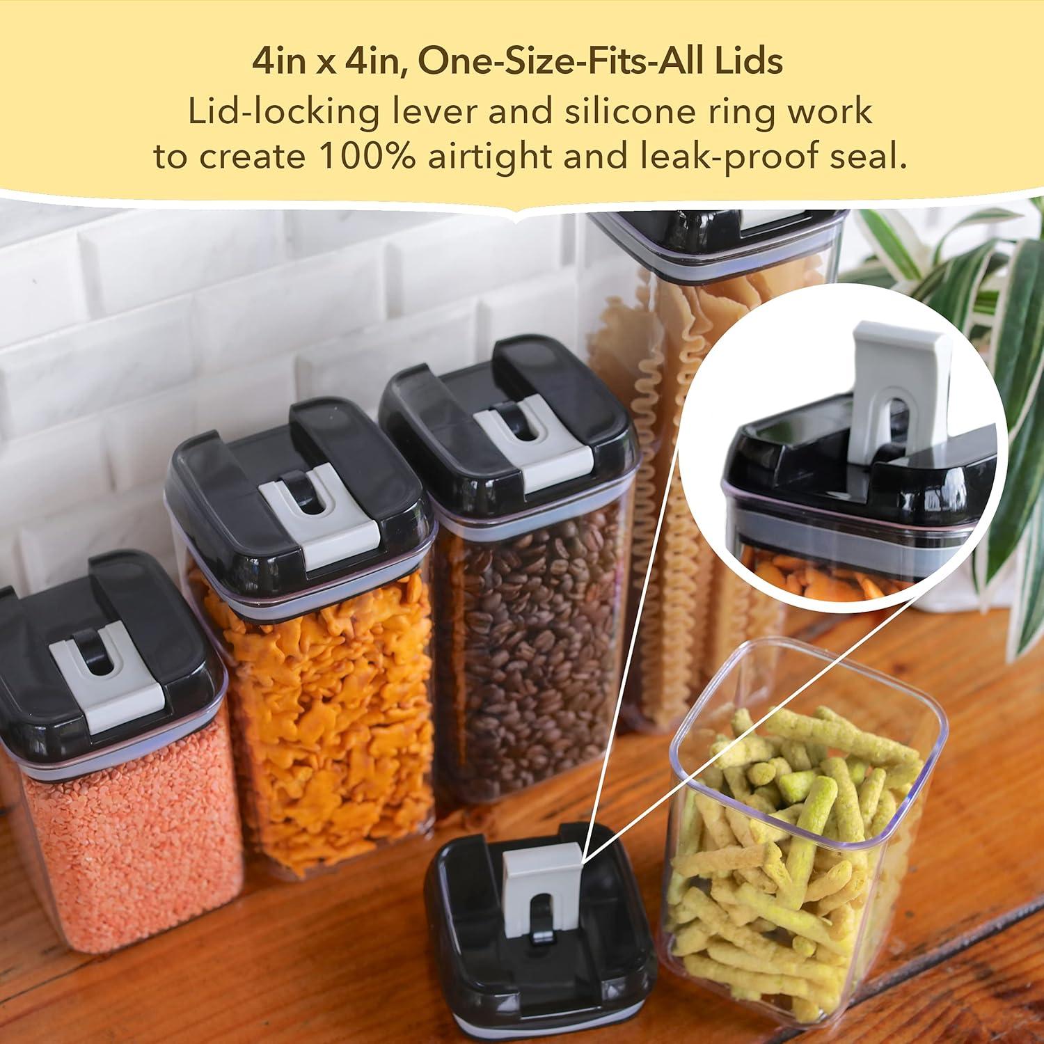 Simply Gourmet Food Storage Containers for Kitchen Organization - Pack of 7 BPA-Free Airtight Organizers for Flour, Sugar, Coffee & More - Includes Labels & Marker 7pack