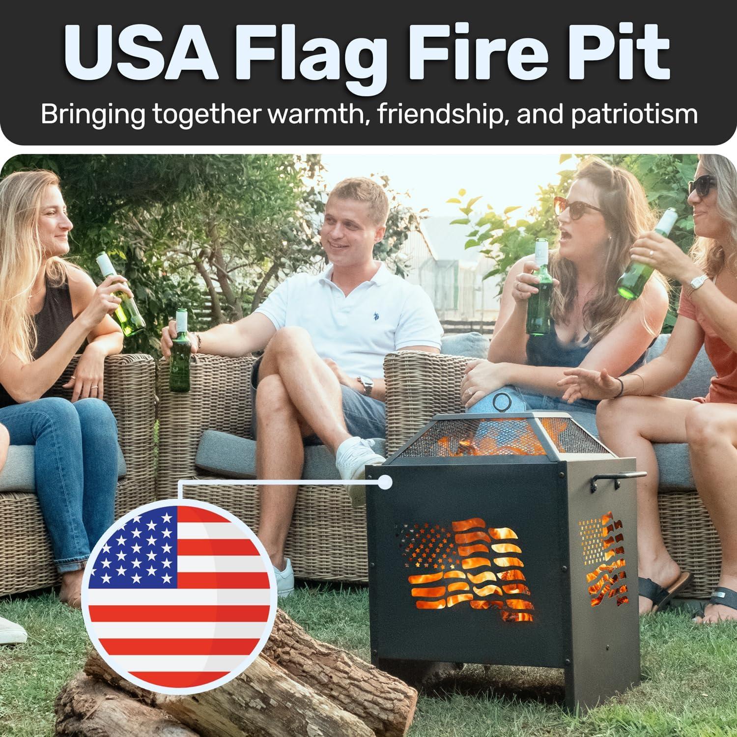 Wood Fire Pit 21 Inches | Fire Pits & Outdoor Fireplaces Outdoor Firepits for Outside Backyard Patio Garden Fireplace for Camping and Outdoor Heating