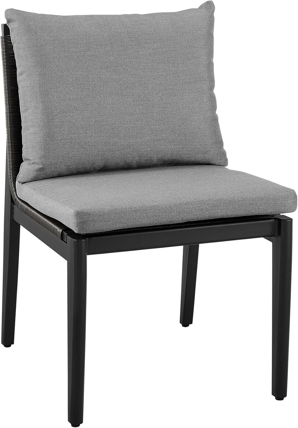 Armen Living Cayman 19" Aluminum Outdoor Dining Chair in Gray (Set of 2)