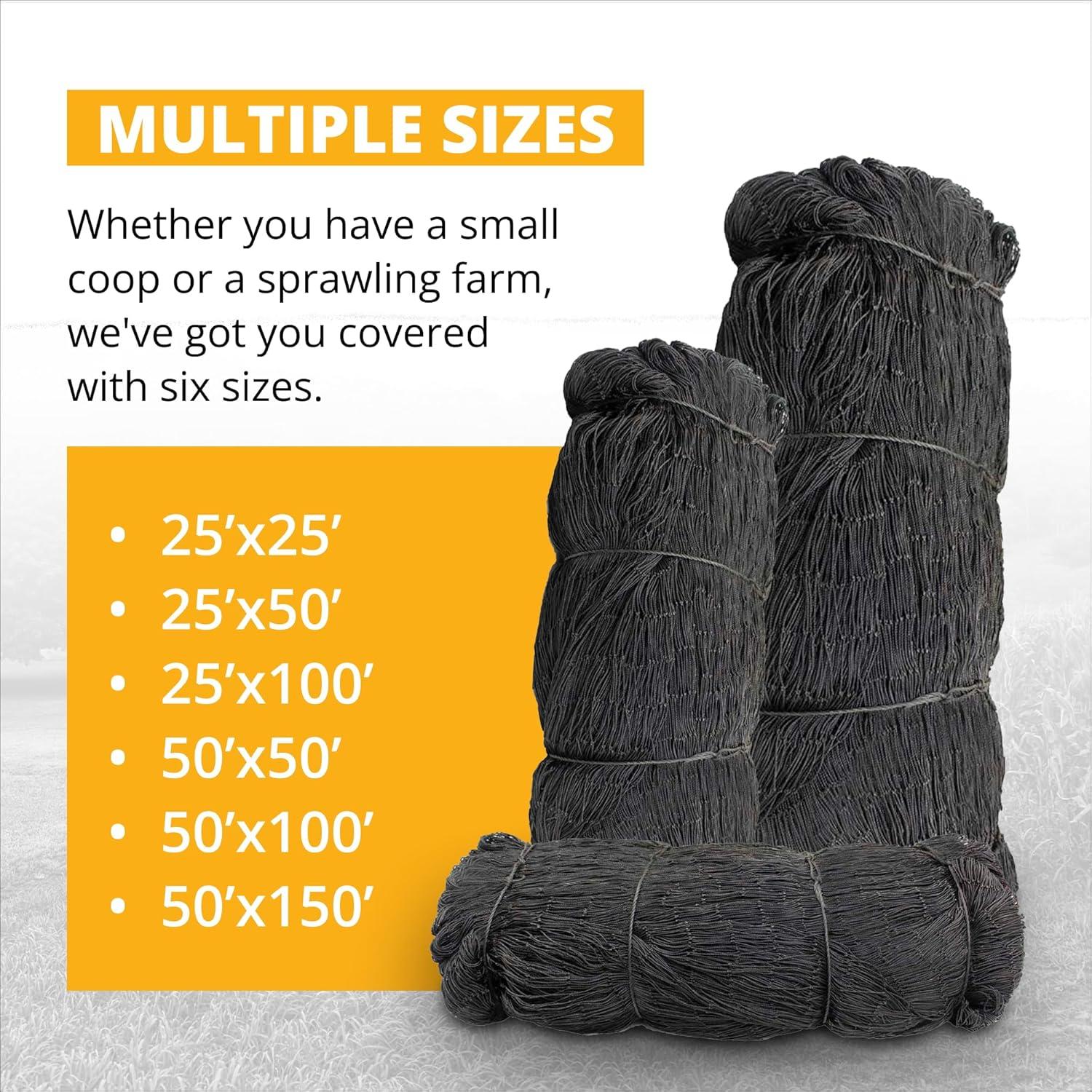 Stromberg's 1" Knotted Netting, Game Bird Netting for Pheasants & Quails, Heavy Duty, Chicken Coops, Gardening, UV-Resistant, 85 lb. Break Strength, 25'x25'