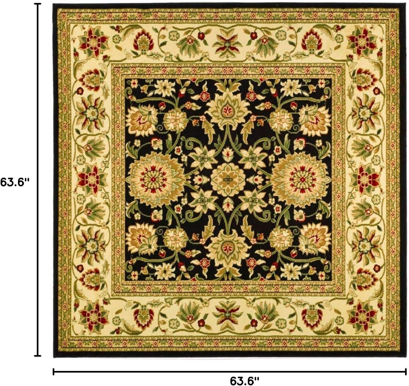 Lyndhurst LNH212 Power Loomed Area Rug - Black/Ivory - 5'3"x5'3" - Safavieh