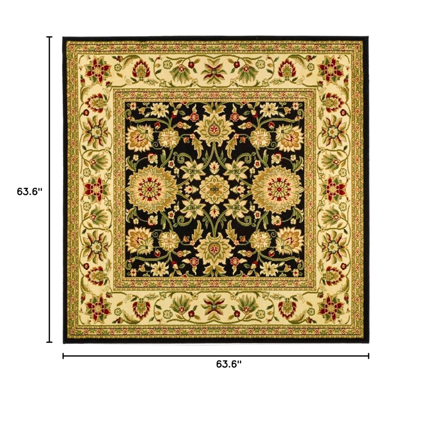Lyndhurst LNH212 Power Loomed Area Rug - Black/Ivory - 5'3"x5'3" - Safavieh