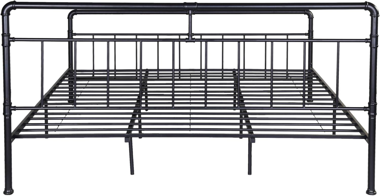 Cherrish King-Size Iron Bed Frame, Minimal, Industrial, Flat Black