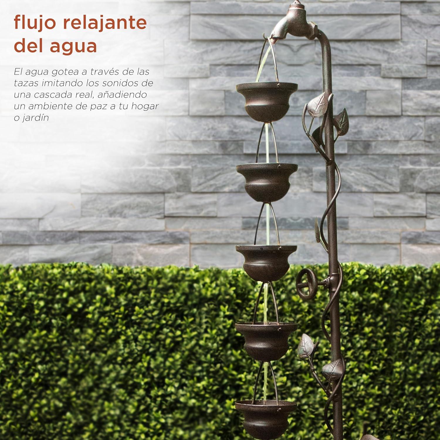 Bronze 6-Cup Tiered Outdoor Floor Fountain