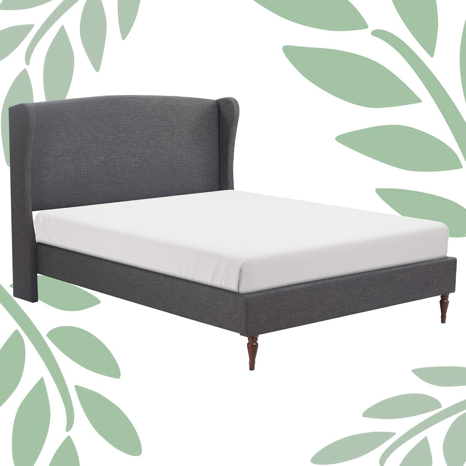Queen Elmhurst Upholstered Wing Bed Frame Gray - Finch