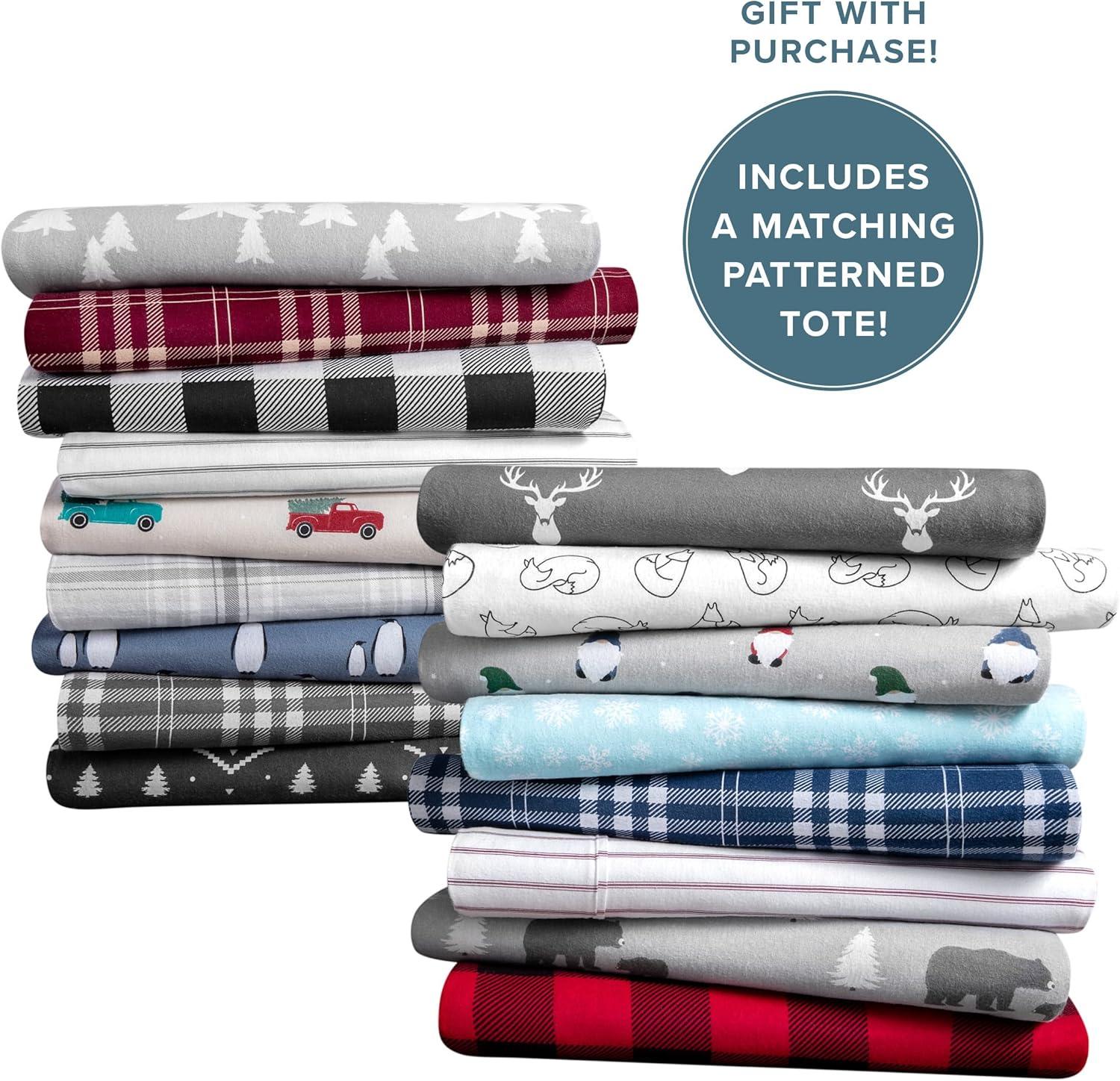 Buffalo Plaid - Forest Green/Black Cotton Flannel California King Sheet Set by Bare Home