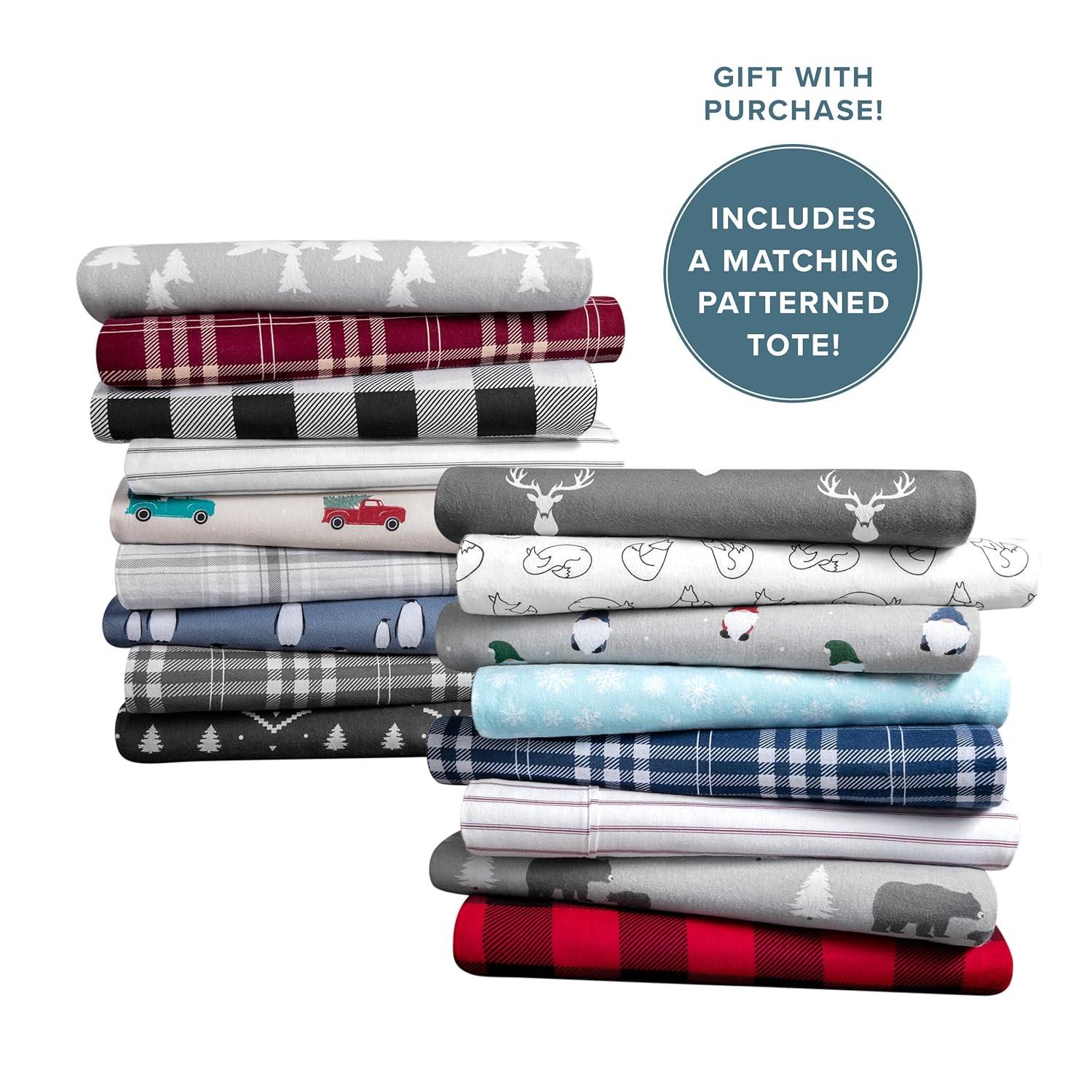 Stirling Plaid - Blue/White Cotton Flannel Twin Sheet Set by Bare Home