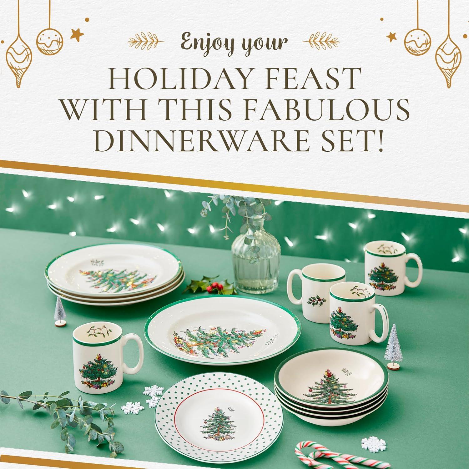 Spode Christmas Tree Polka Dot 16-Piece Dinnerware Set