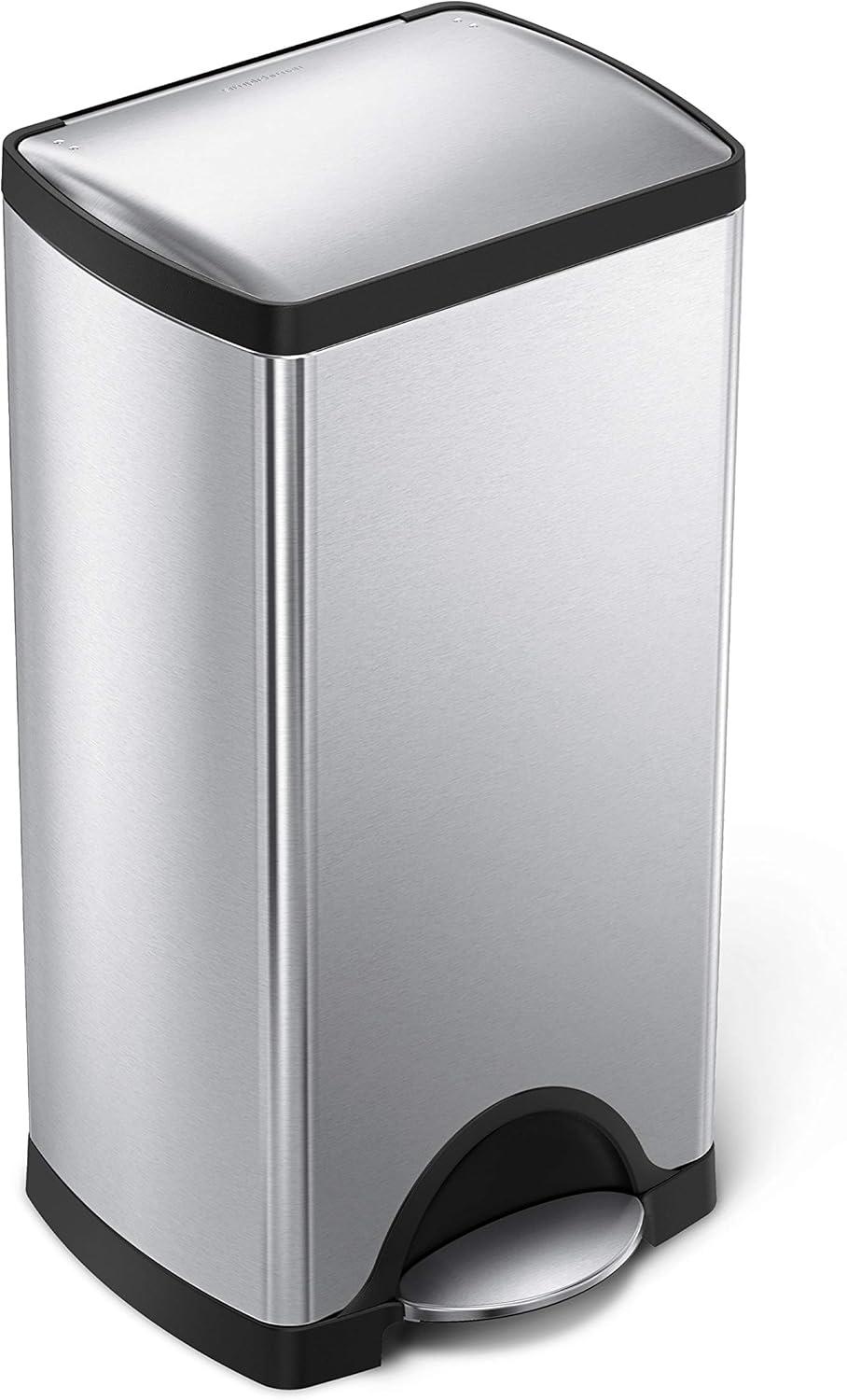 simplehuman 30L Rectangular Kitchen Step Trash Can Stainless Steel with Soft-Close Lid