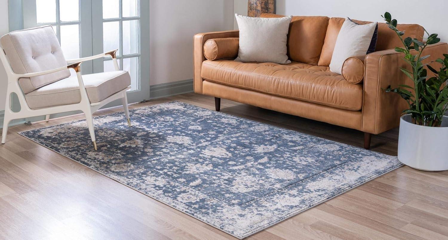 Nuloom Florid Emma Floral 4x6 Indoor Area Rug for Living Room Bedroom Dining Room Kitchen, Blue/Ivory