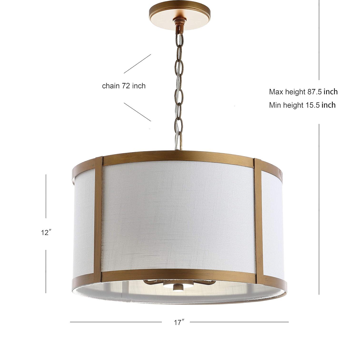 Thatcher 17" Metal LED Pendant Light, Gold/White