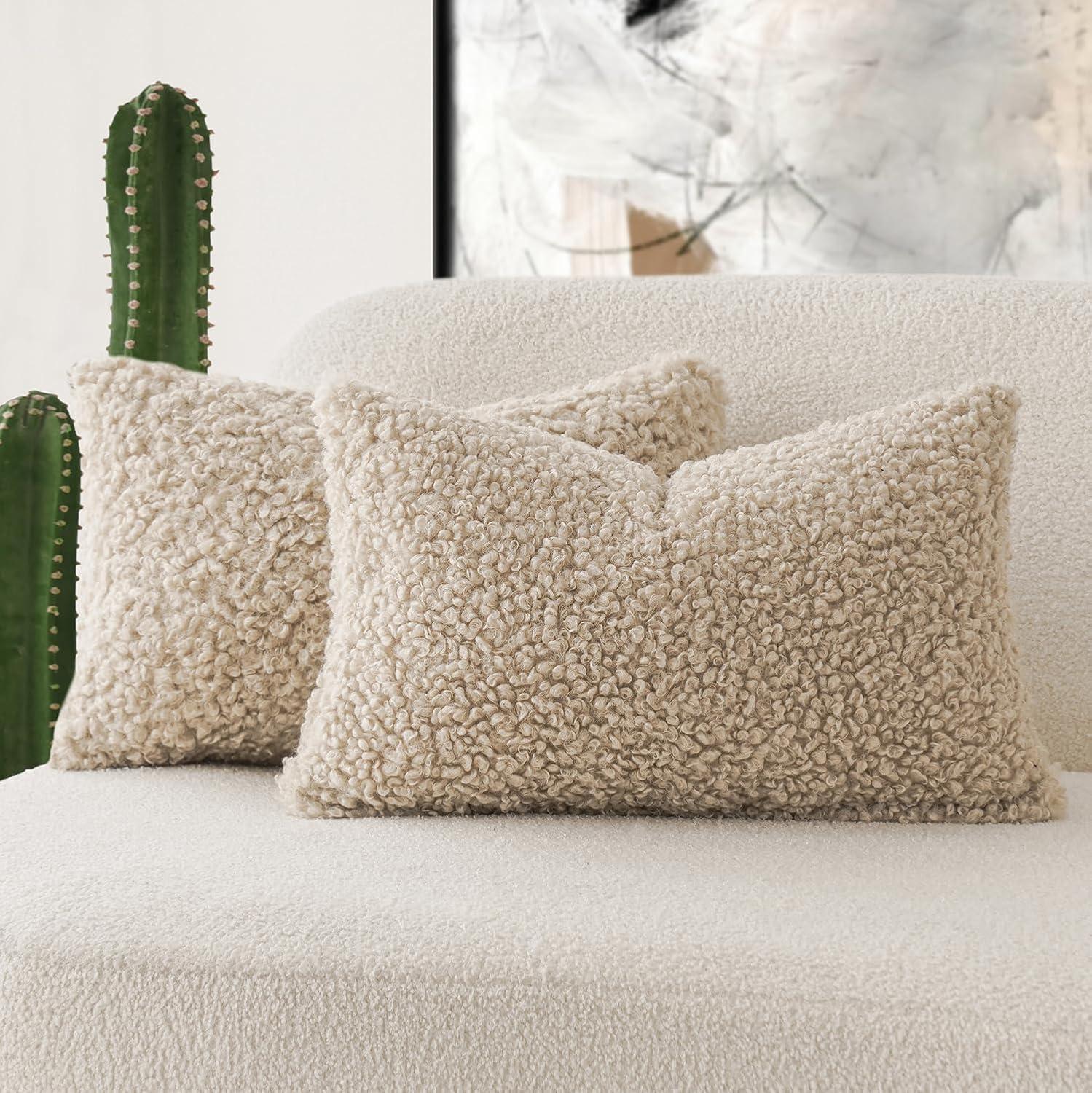 NordECO HOME Faux Fur Throw Pillow Covers Soft Teddy Polyester Square Throw Pillow Cover & Reviews | Wayfair