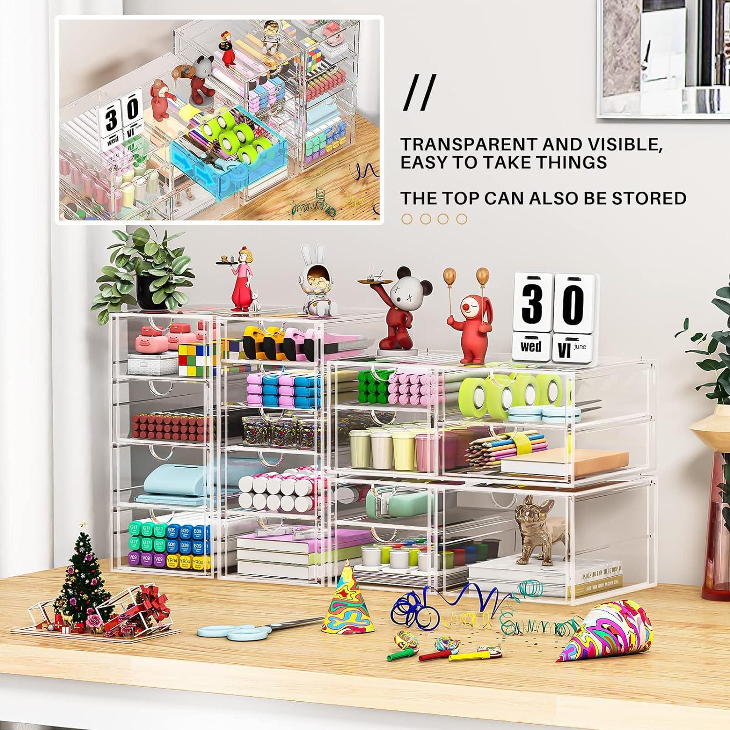 Clear Acrylic 16-Drawer Stackable Makeup Organizer