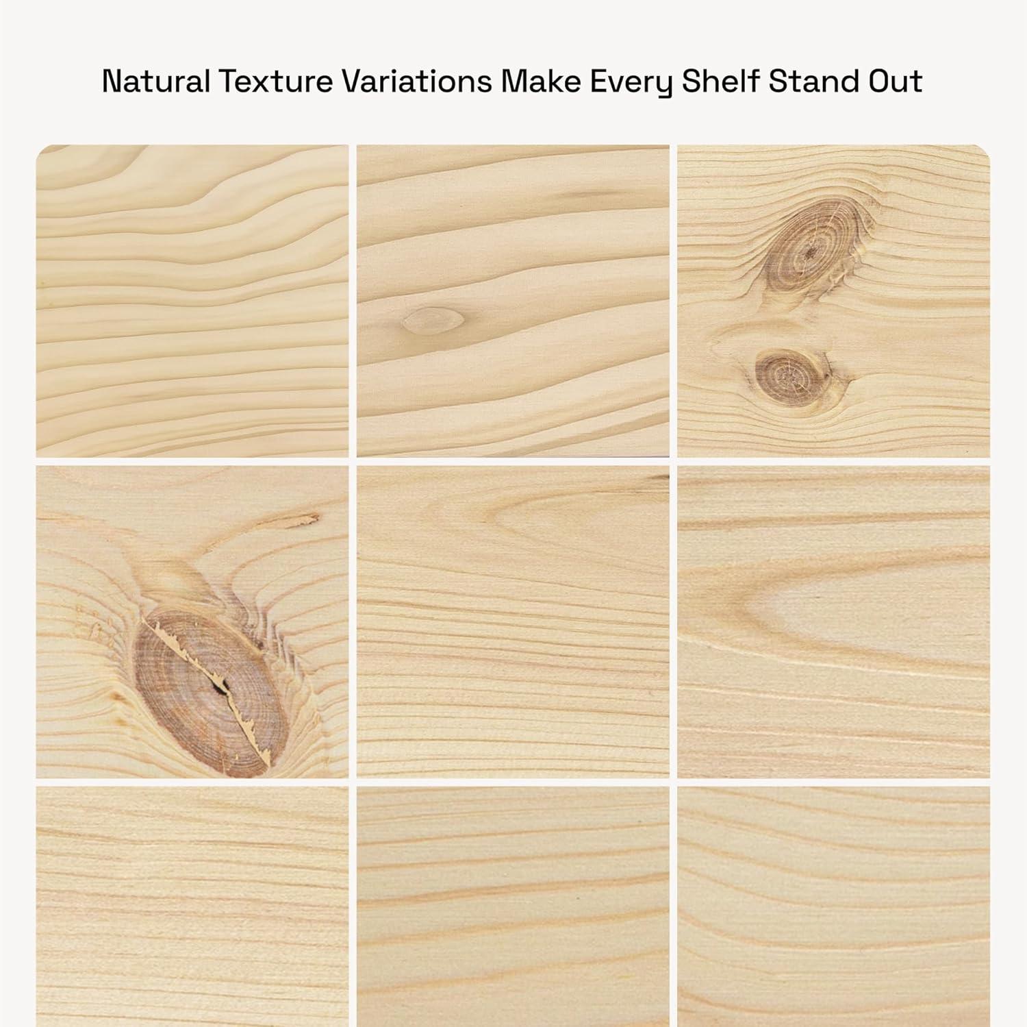 Baobab Workshop Solid Wood Floating Shelves, Wooden Shelves for Wall (Set of 2)