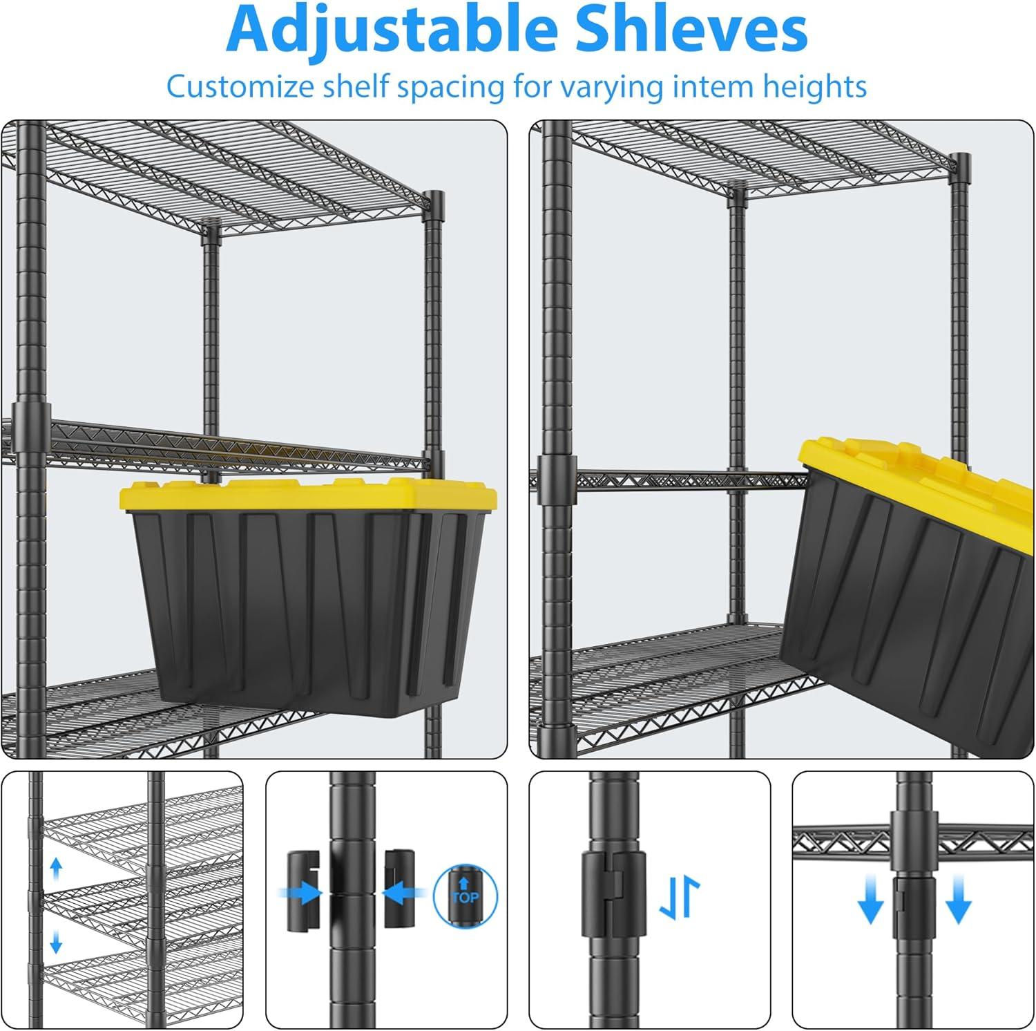 Homdox Heavy Duty Metal Shelves for Storage, 4 Tier Storage Racks and Shelving, Commercial Adjustable Wire Shelving Unit on Wheels, Garage Rack Pantry Shelves Kitchen Shelving, 24"x48"x72", Chrome