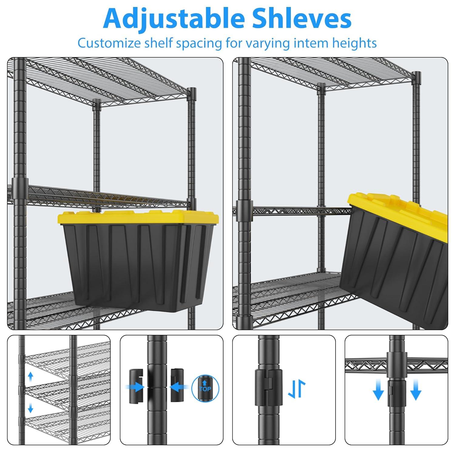 Homdox Heavy Duty Metal Shelves for Storage, 4 Tier Storage Racks and Shelving, Commercial Adjustable Wire Shelving Unit on Wheels, Garage Rack Pantry Shelves Kitchen Shelving, 24"x48"x72", Chrome